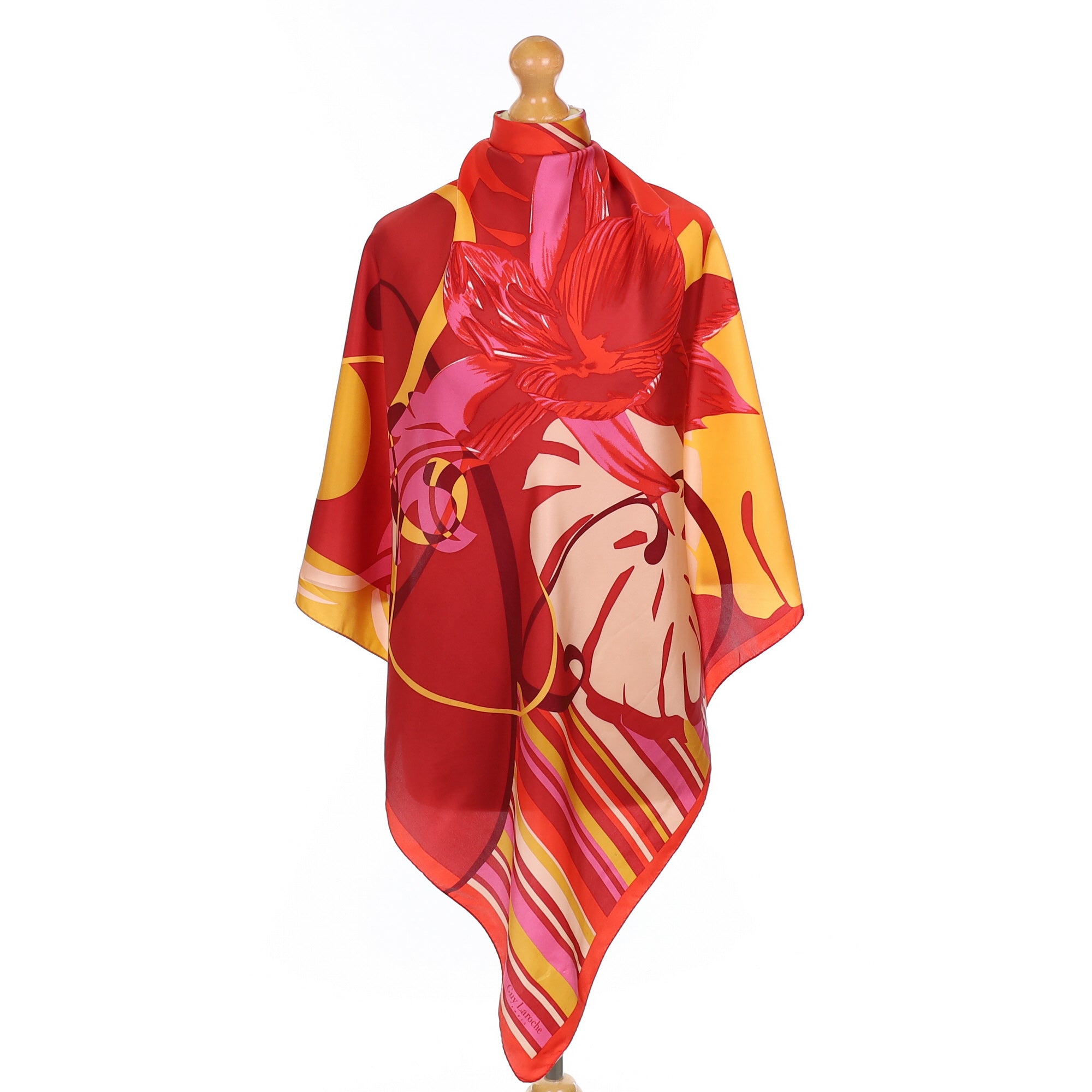 Guy Laroche Red Botanical Silk Scarf