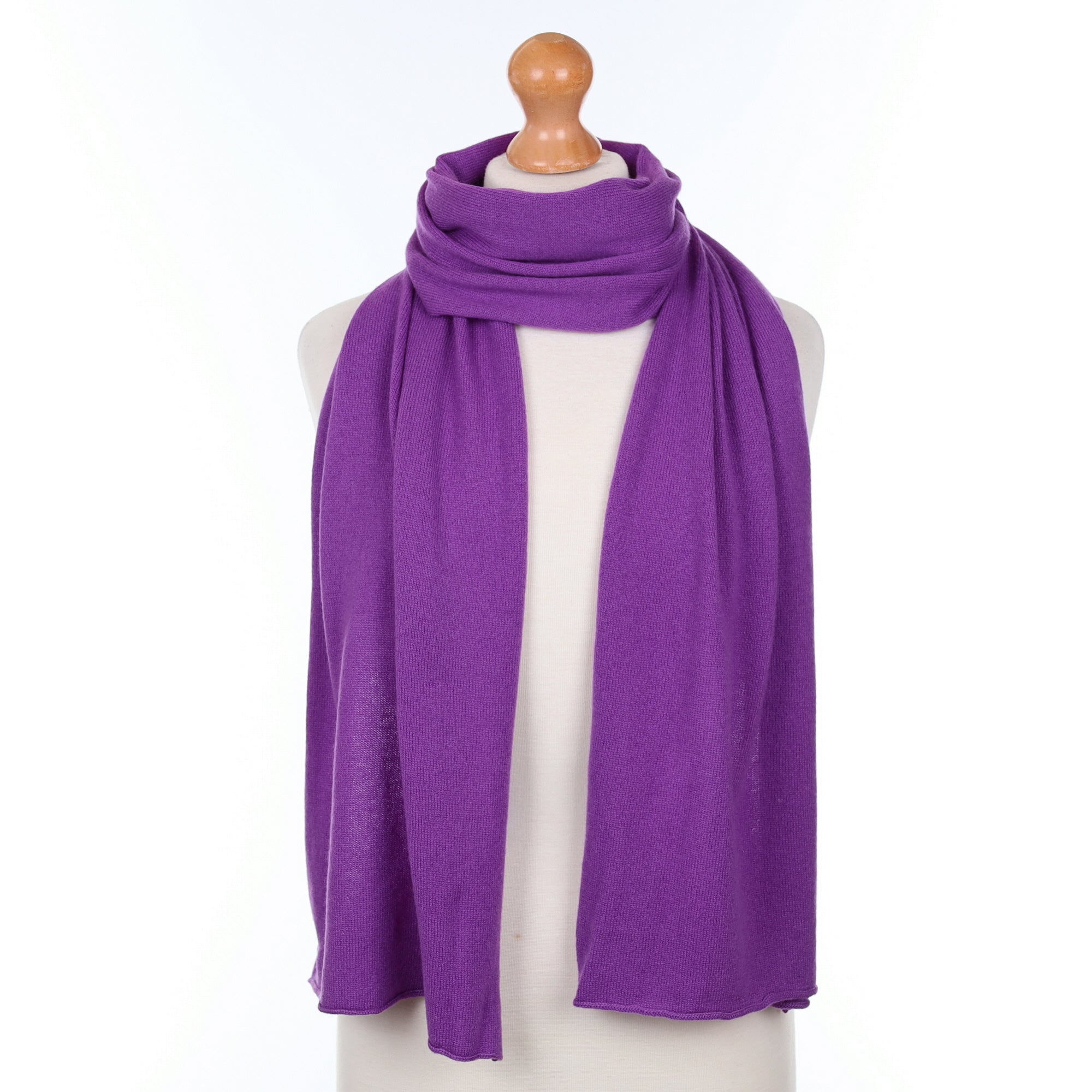 Brand New Scottish Regal Purple Cashmere Knitted Scarf