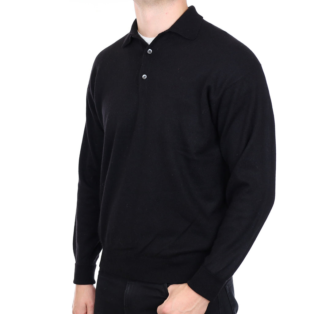 Men’s Ermenegildo Zegna Black Cashmere 1/4 Button Jumper Extra Large