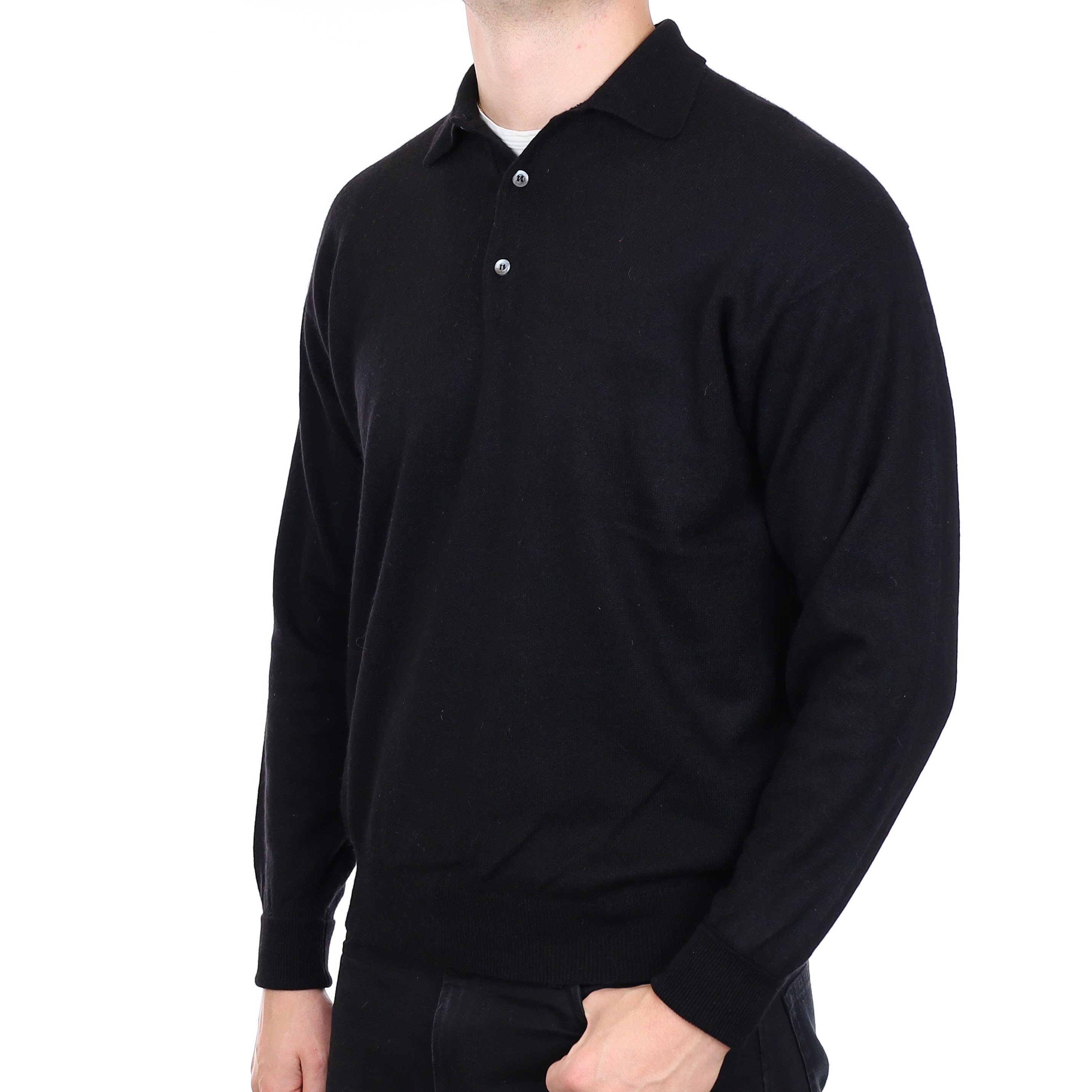 Men’s Ermenegildo Zegna Black Cashmere 1/4 Button Jumper Extra Large