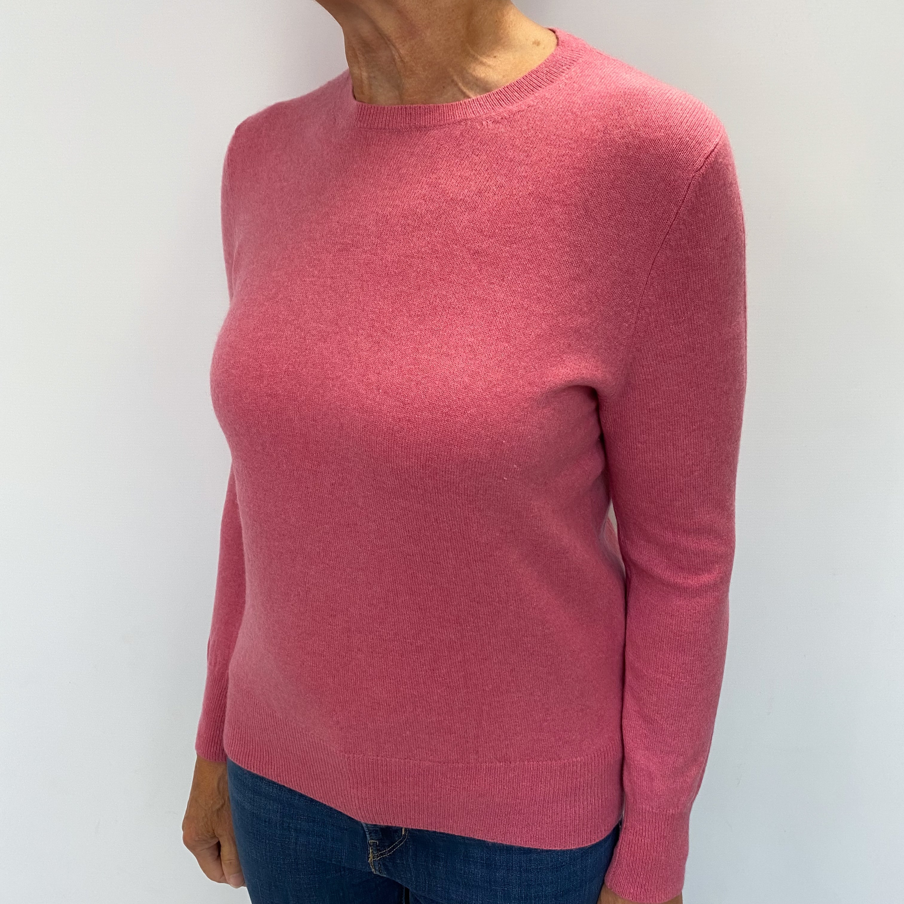 Loganberry Pink Cashmere Crew Neck Jumper Medium
