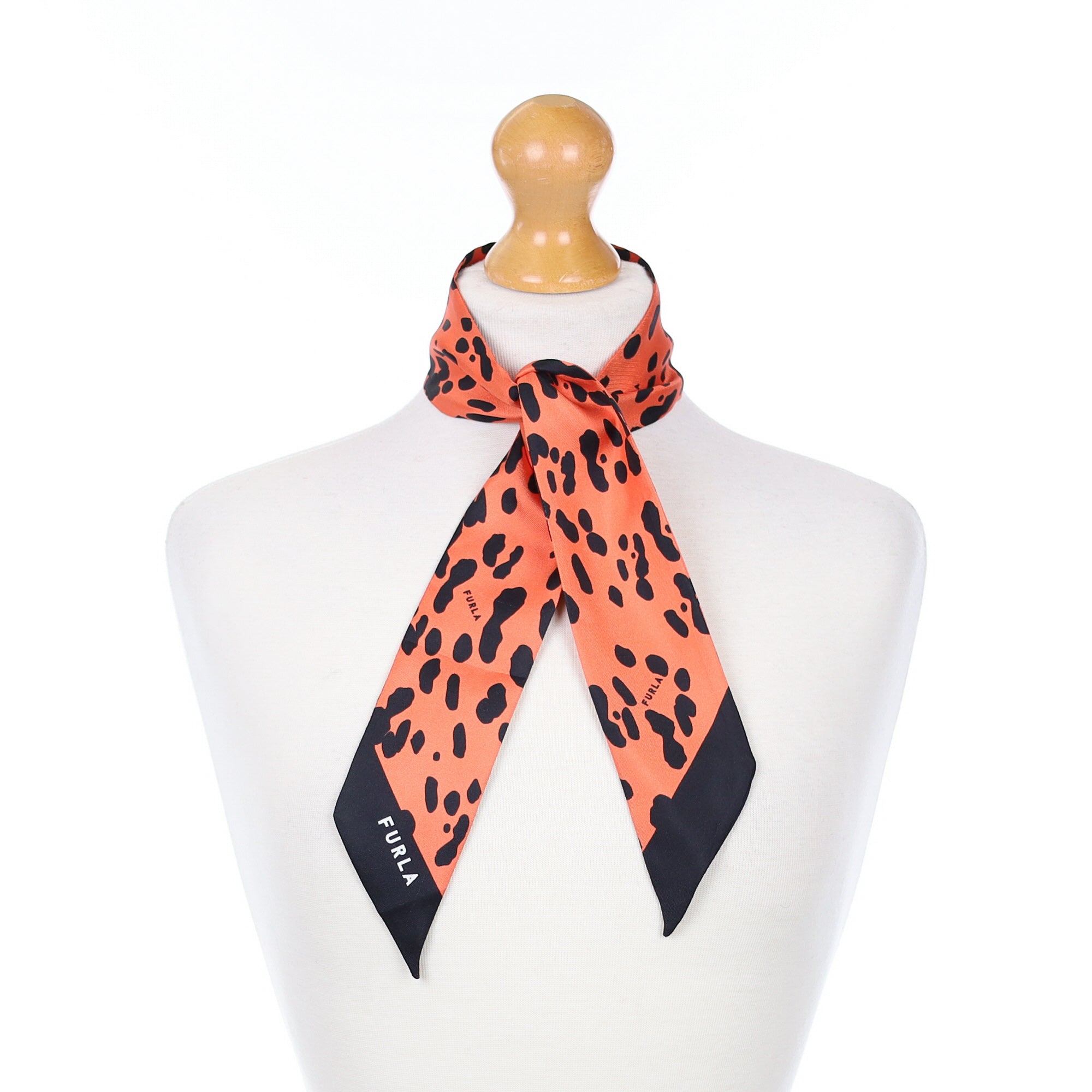 Furla Watermelon and Black Silk Scarf