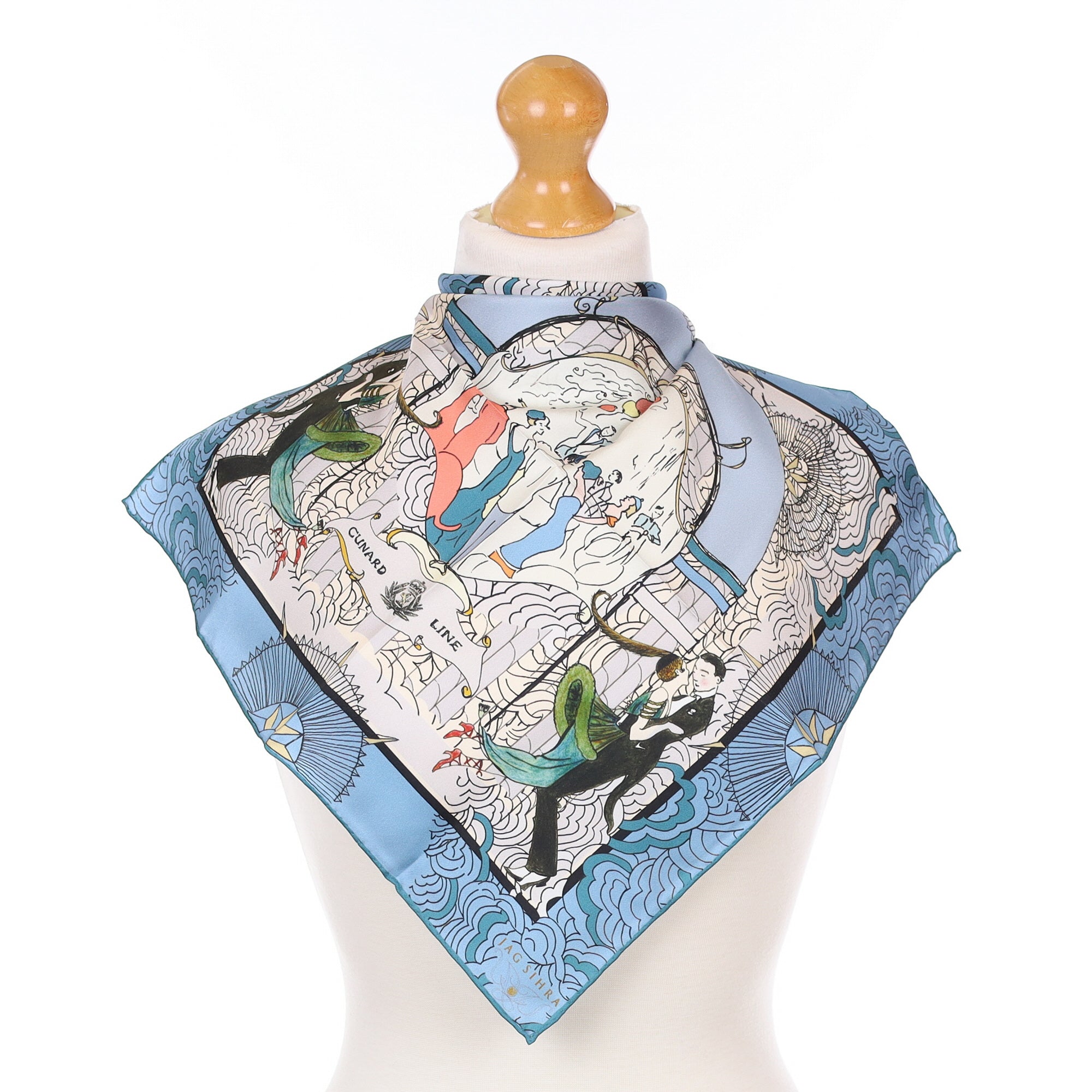 Brand New Boxed Cunard Silk Scarf