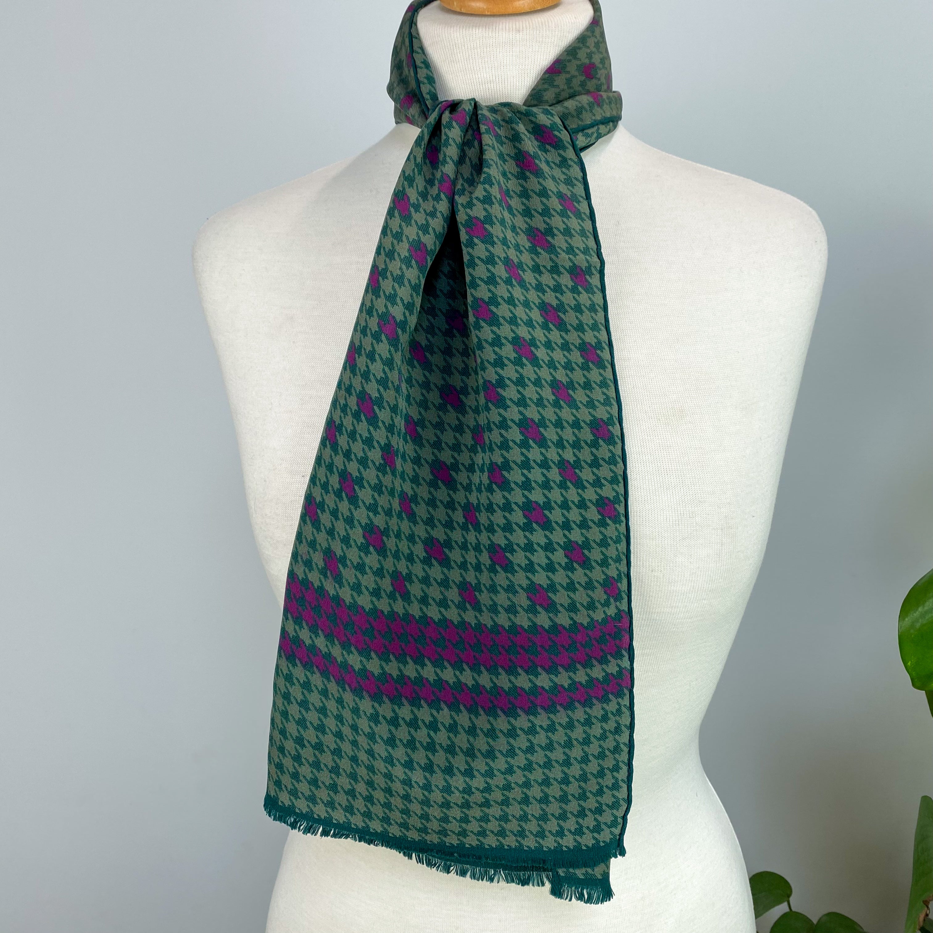 1970s Jaeger Checked Vintage Silk Scarf