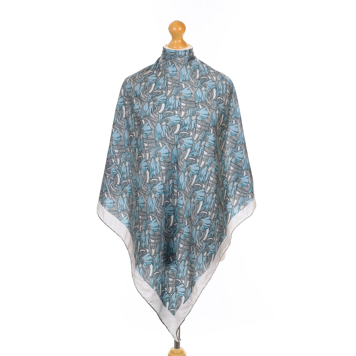 Beckford Silk Grey Floral Silk Scarf
