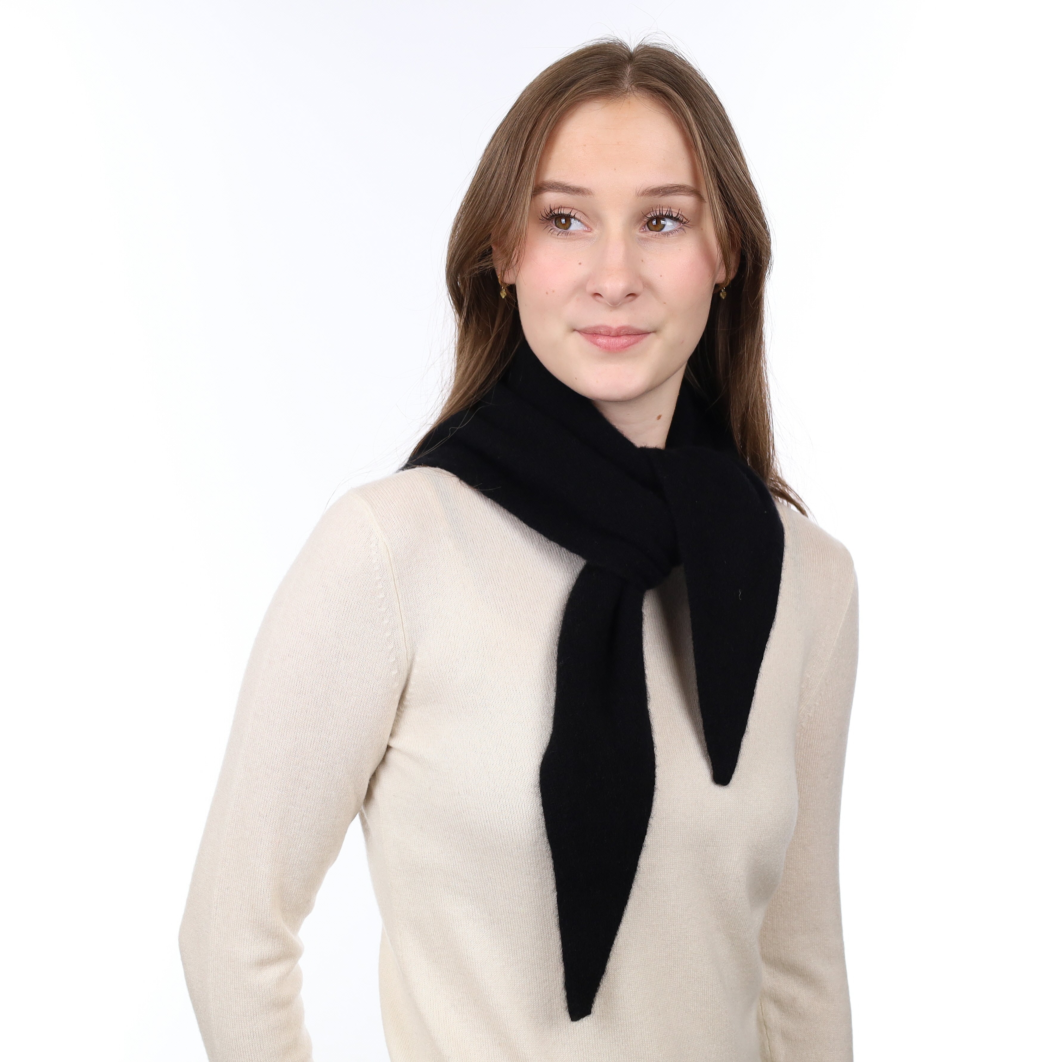 Brand New Black Recycled Cashmere Triangle Scarf