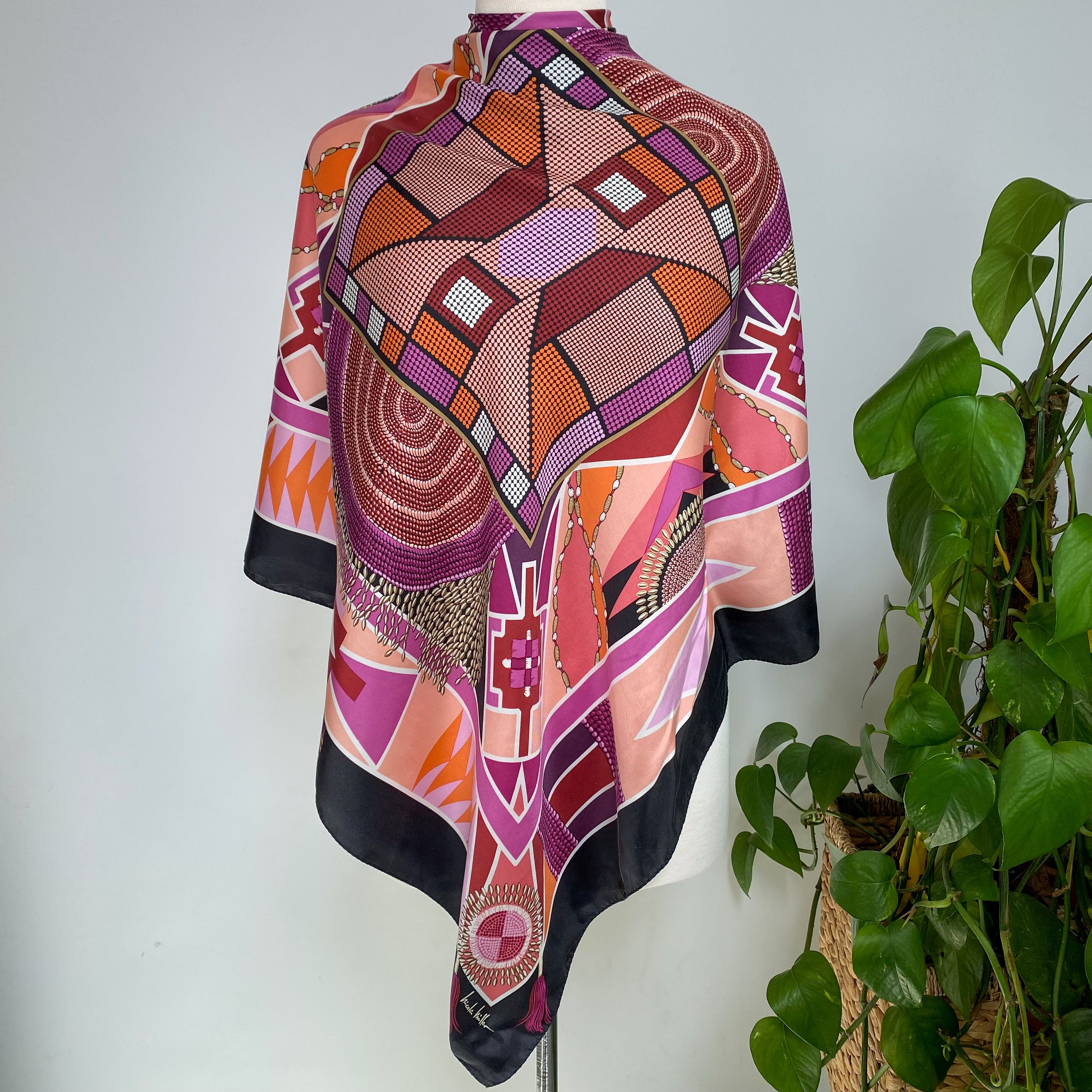 Nicole Miller Abstract Silk Scarf