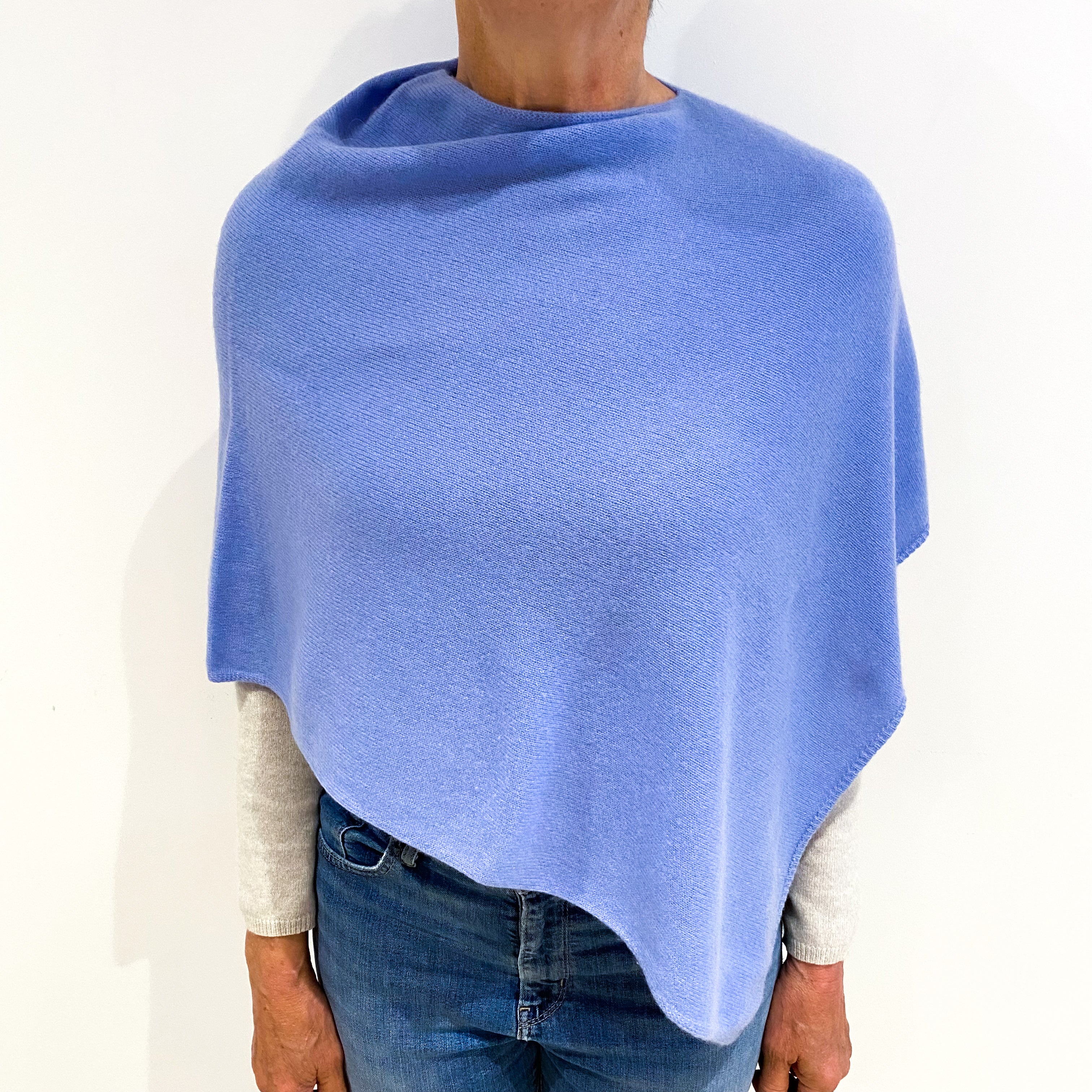 Sky Blue Cashmere Poncho One Size