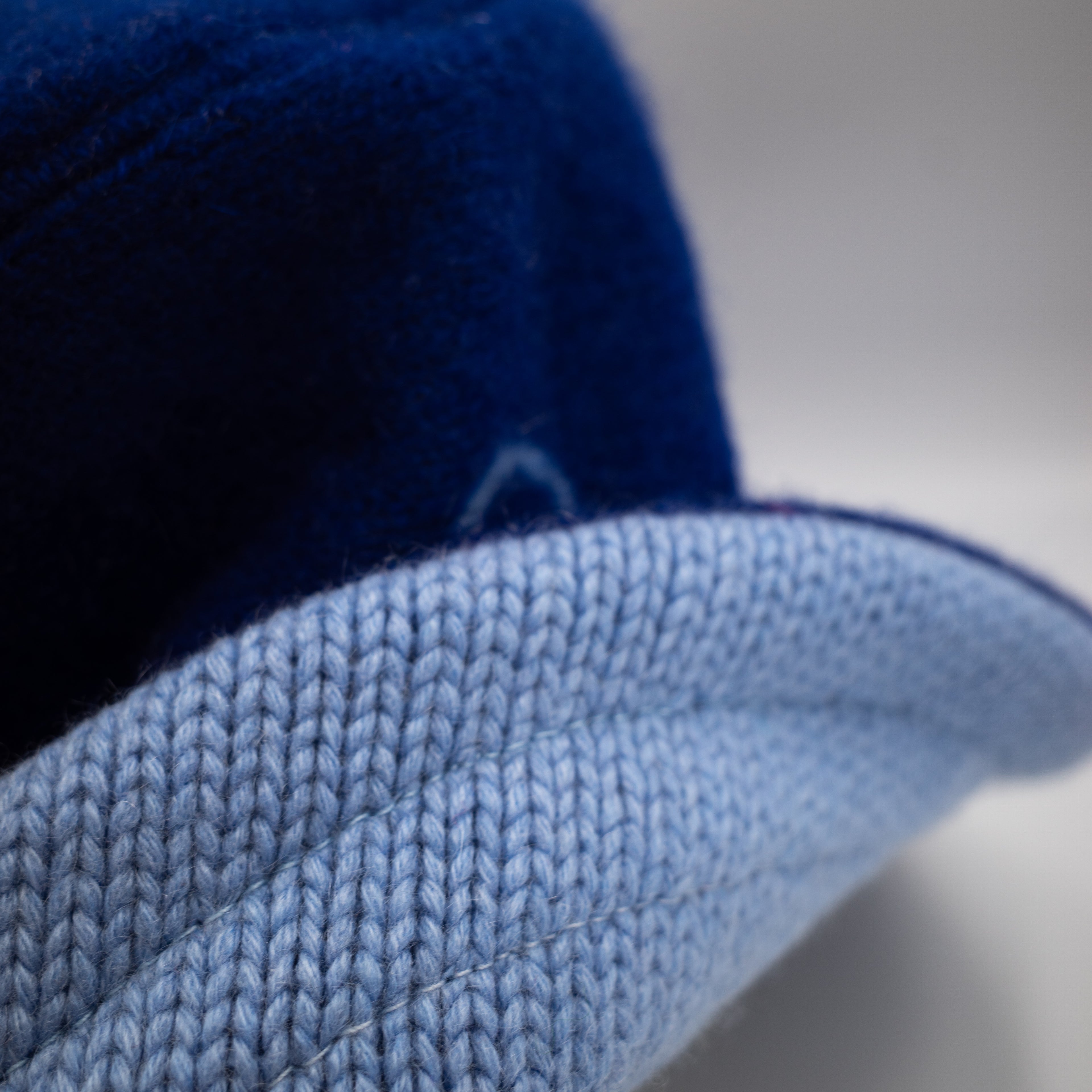 Navy Blue Patterned Reversible Cashmere Bucket Hat Large