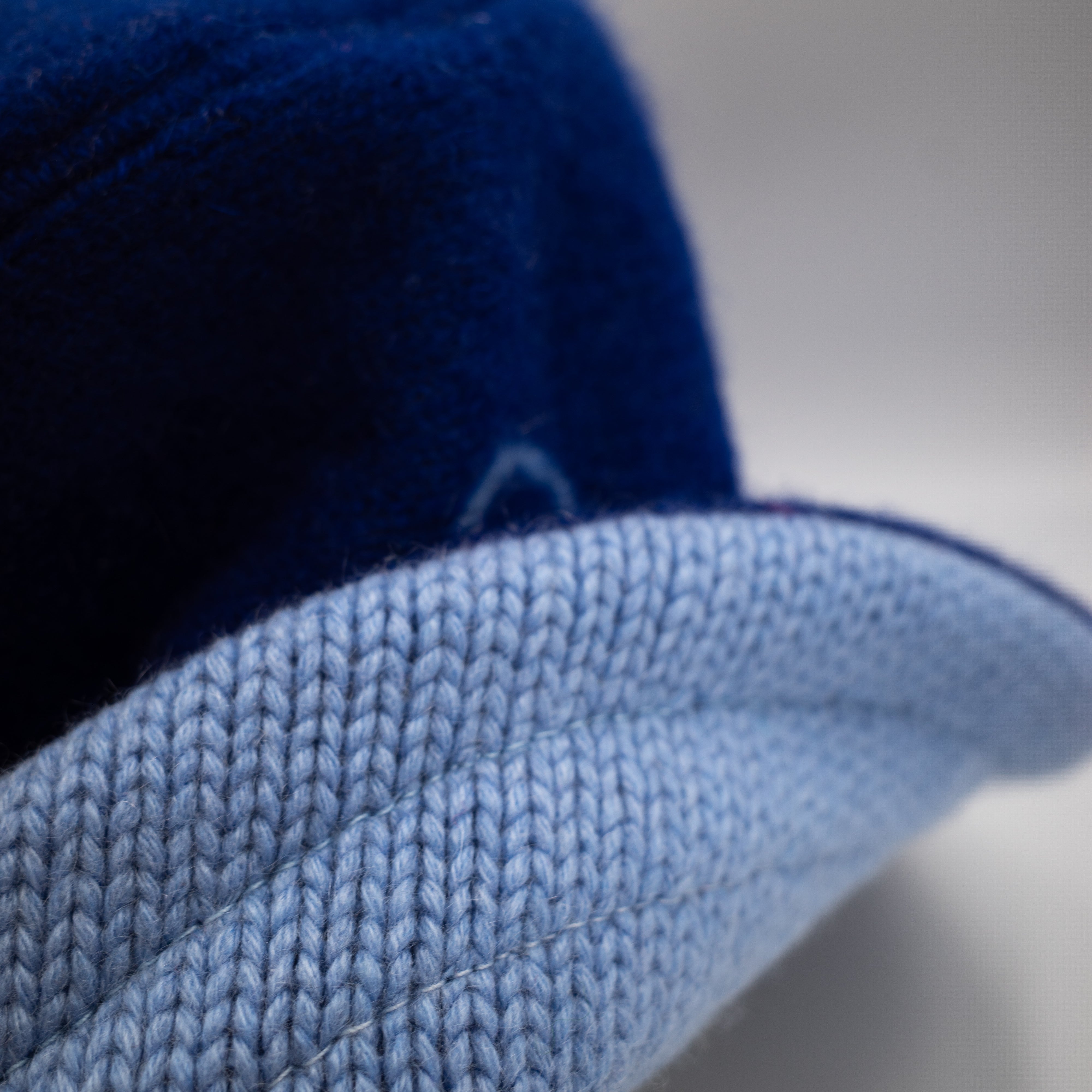 Navy Blue Patterned Reversible Cashmere Bucket Hat Large