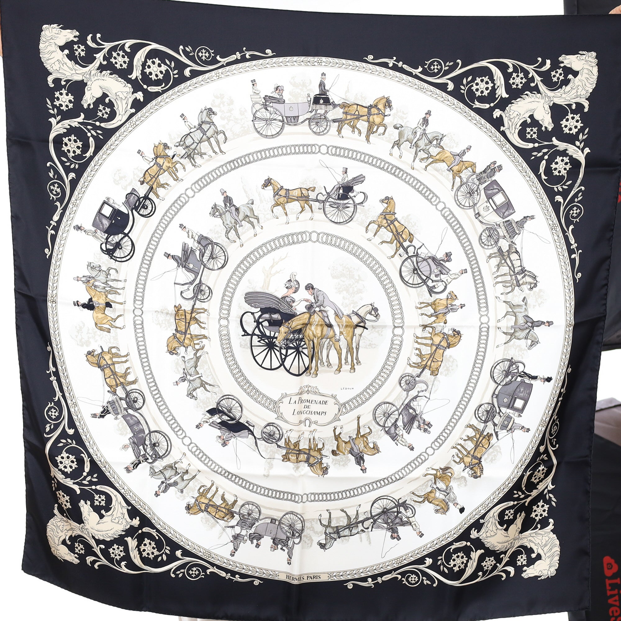 Brand New Boxed Hermès La Promenade de Longchamps Silk Scarf