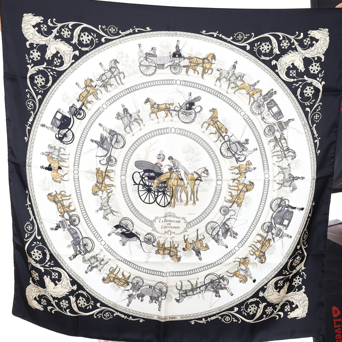 Brand New Boxed Hermès La Promenade de Longchamps Silk Scarf