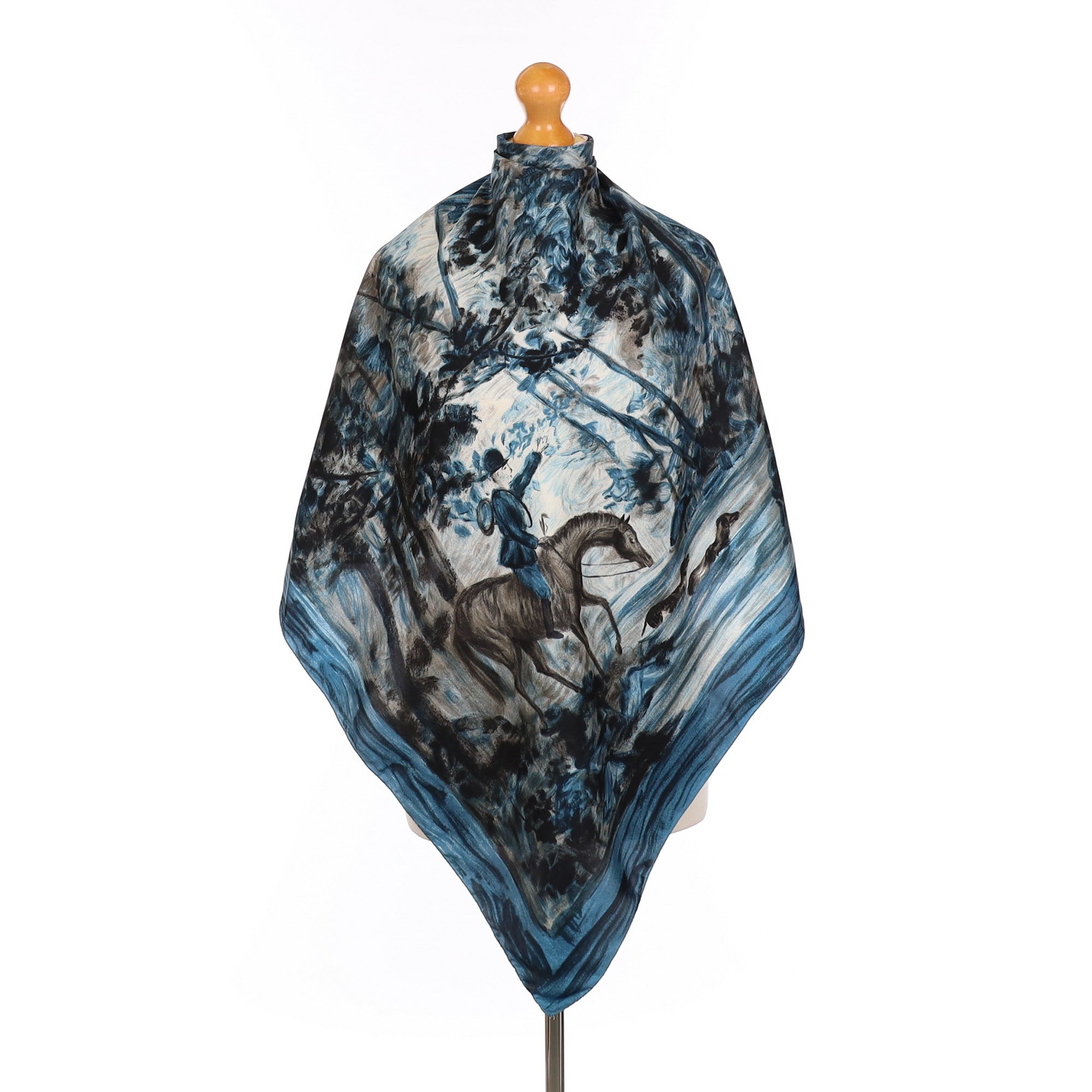 1950’s French Blue Toned Vintage Silk Scarf