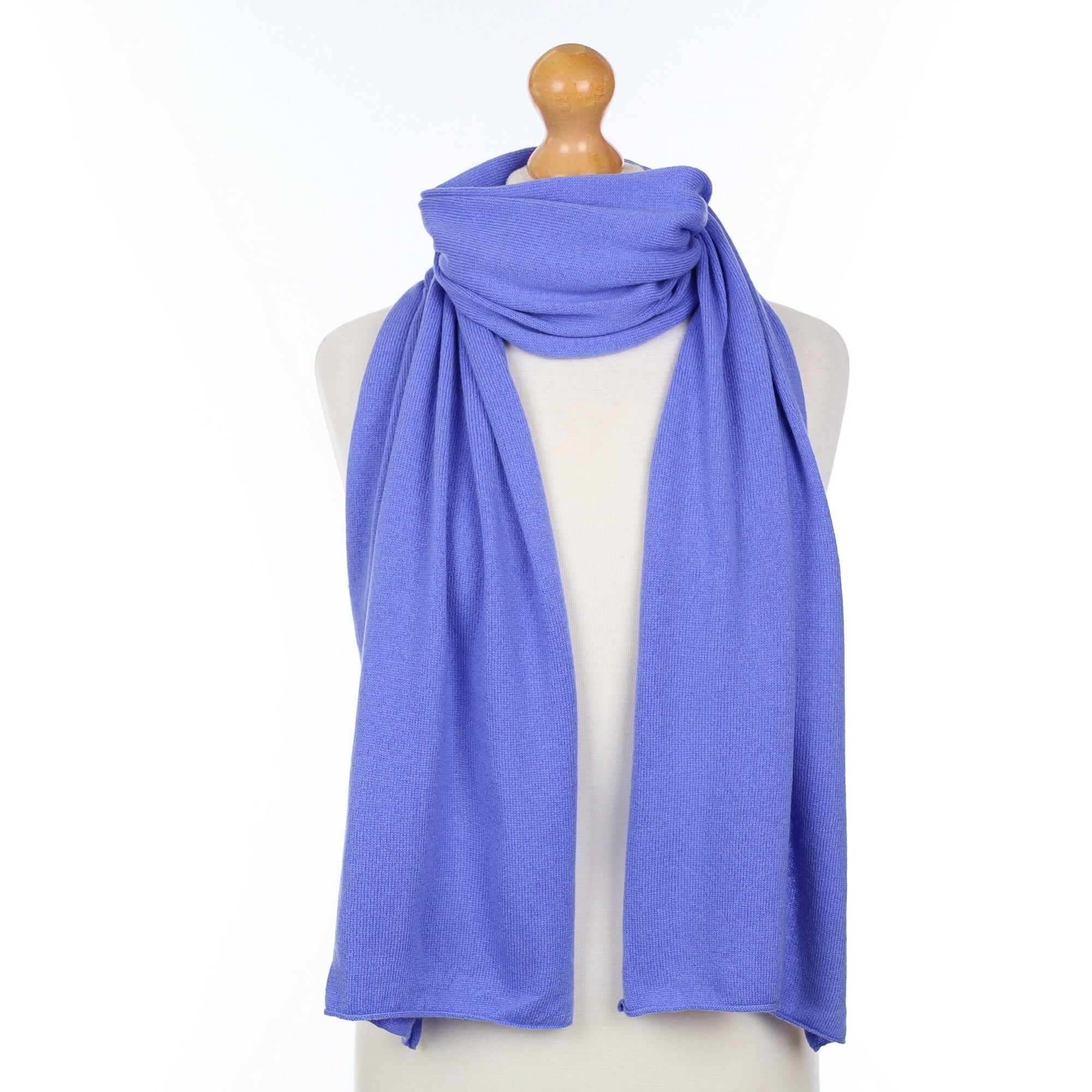 Brand New Scottish Bluebell Blue Cashmere Knitted Scarf