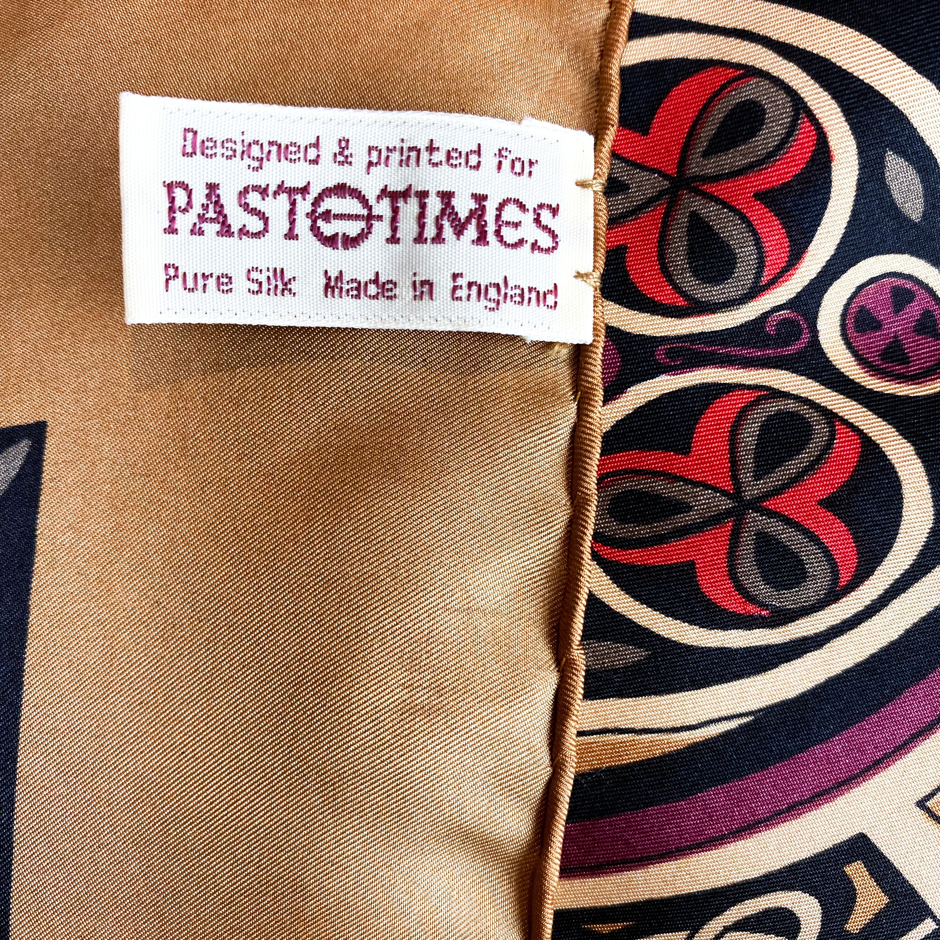 Past Times Gold Ornate Vintage Silk Scarf