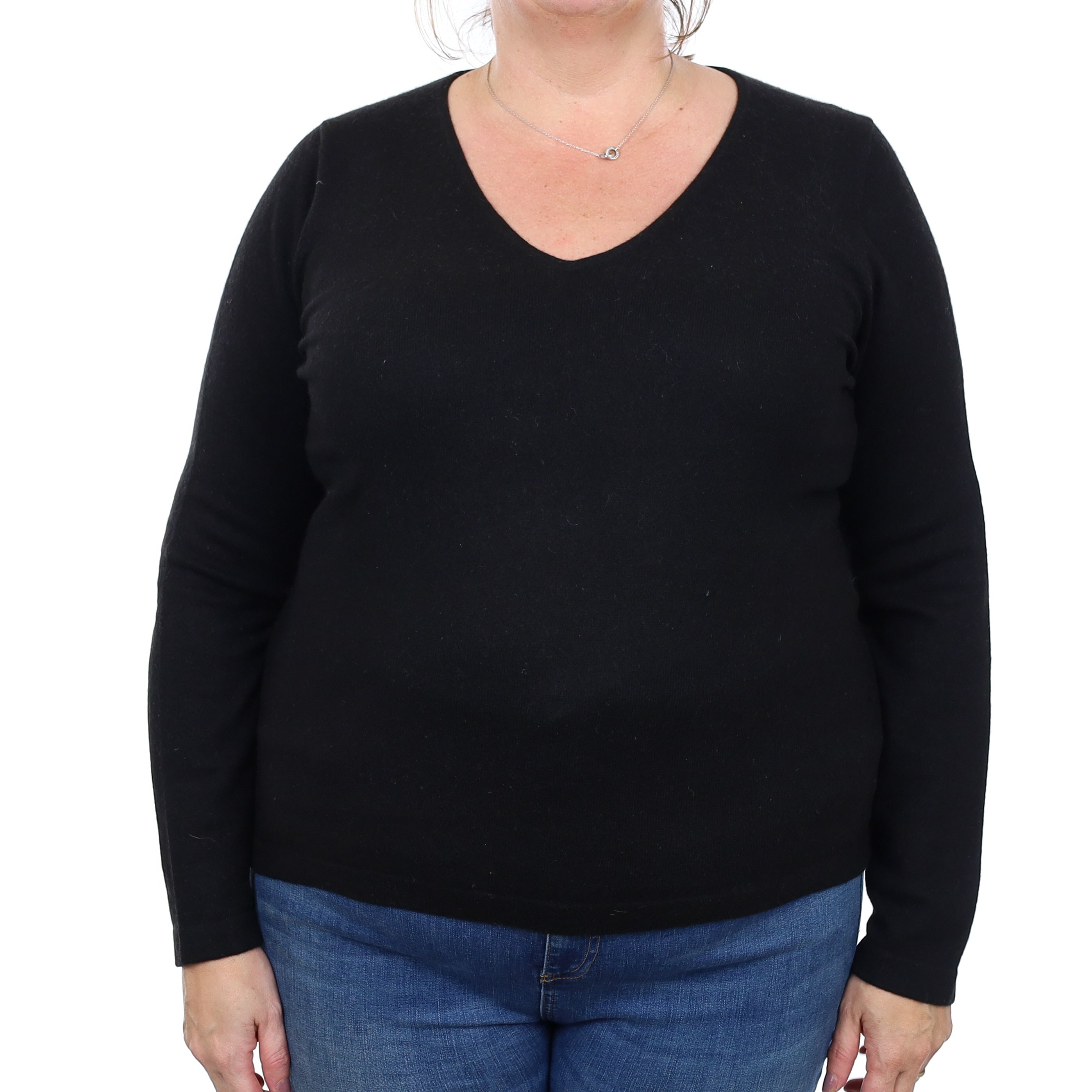 Black Cashmere V Neck Jumper Extra Large