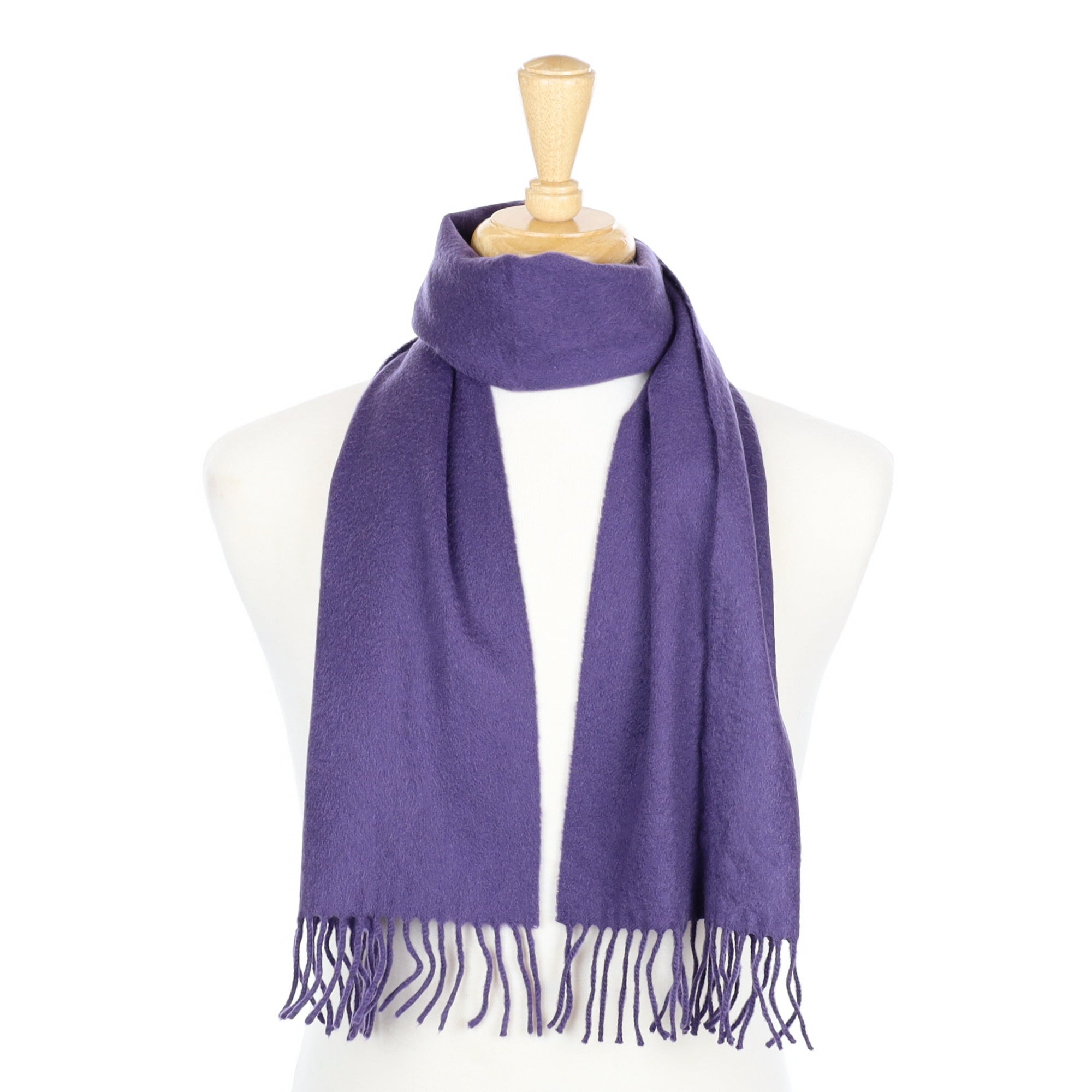 Amethyst Purple Cashmere Fringed Woven Scarf