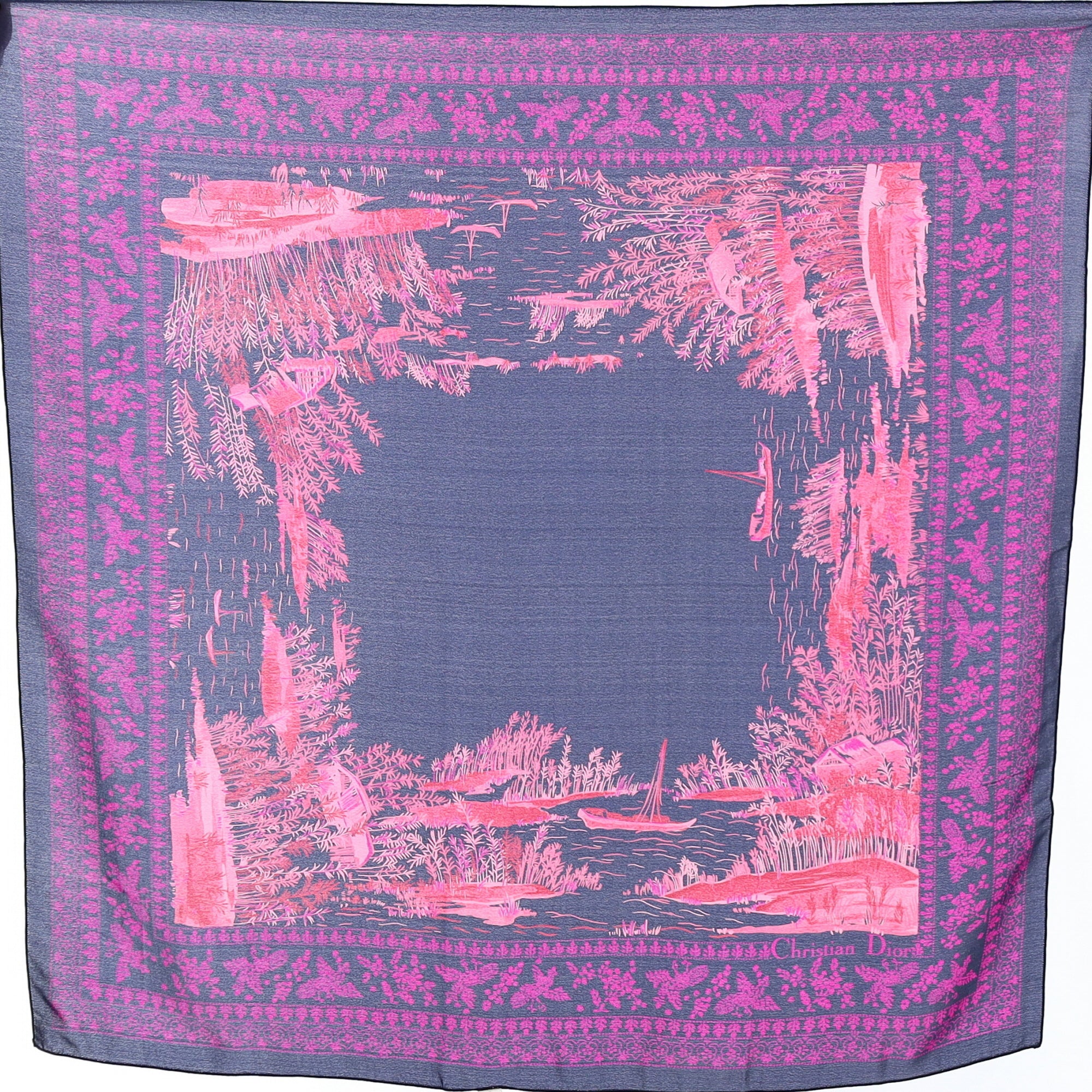 Brand New Boxed 1980’s Christian Dior Vintage Silk Scarf