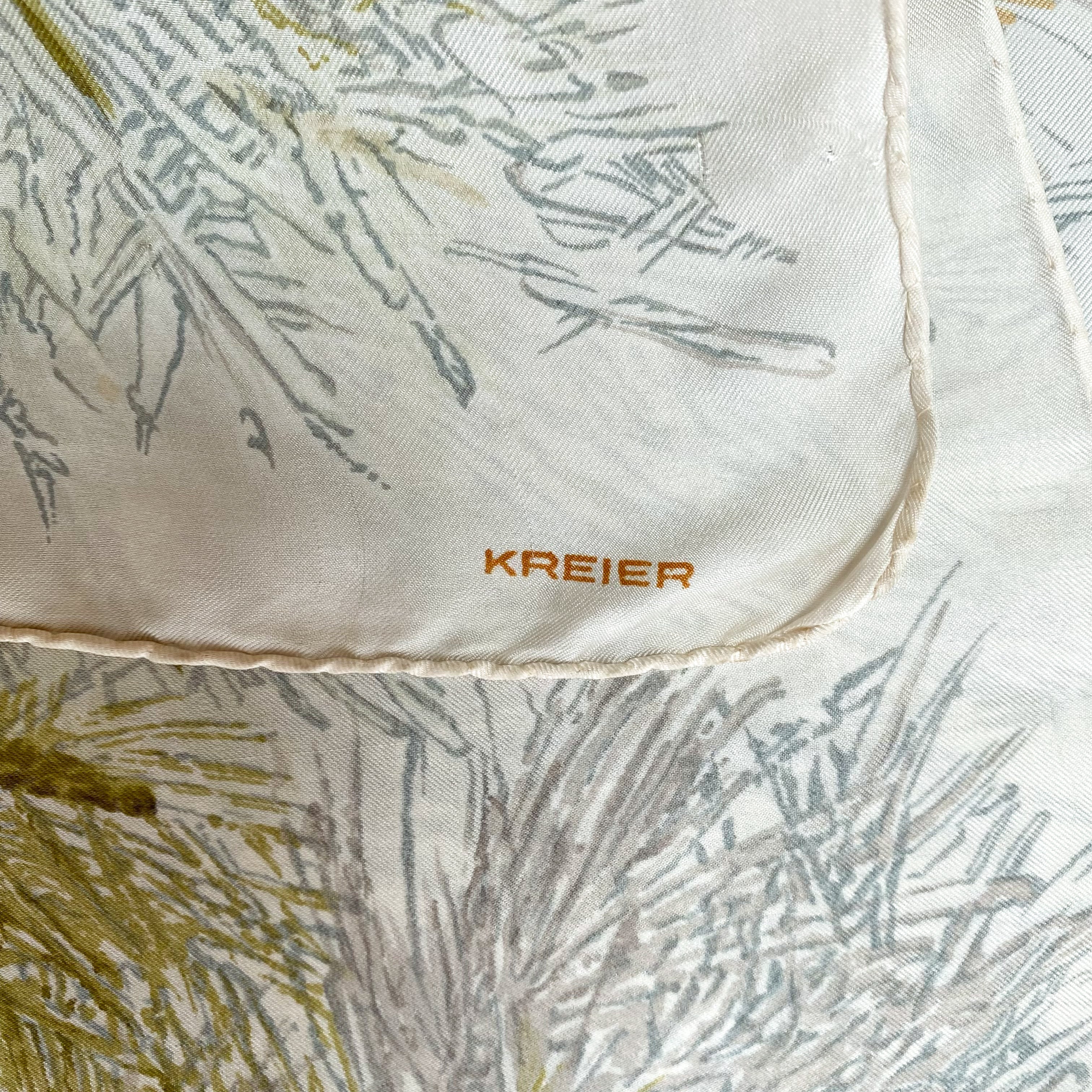1960s Kreier Floral Vintage Silk Scarf