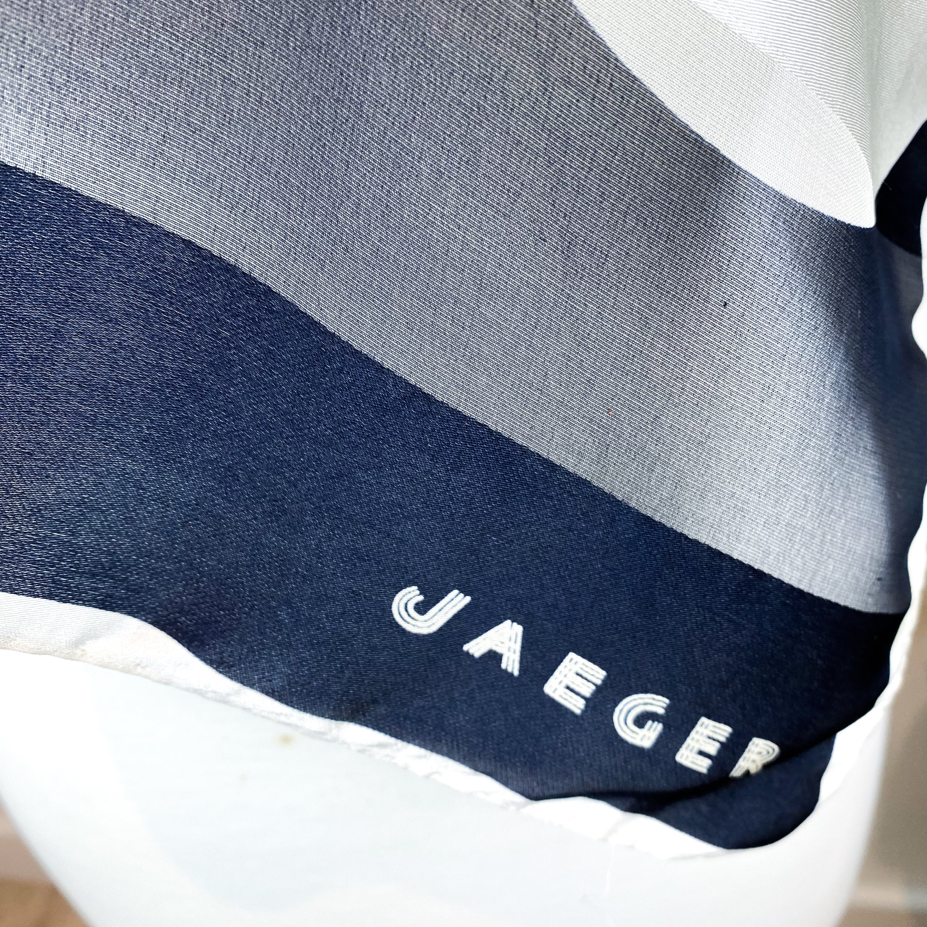Jaeger Navy Spotty Silk Scarf