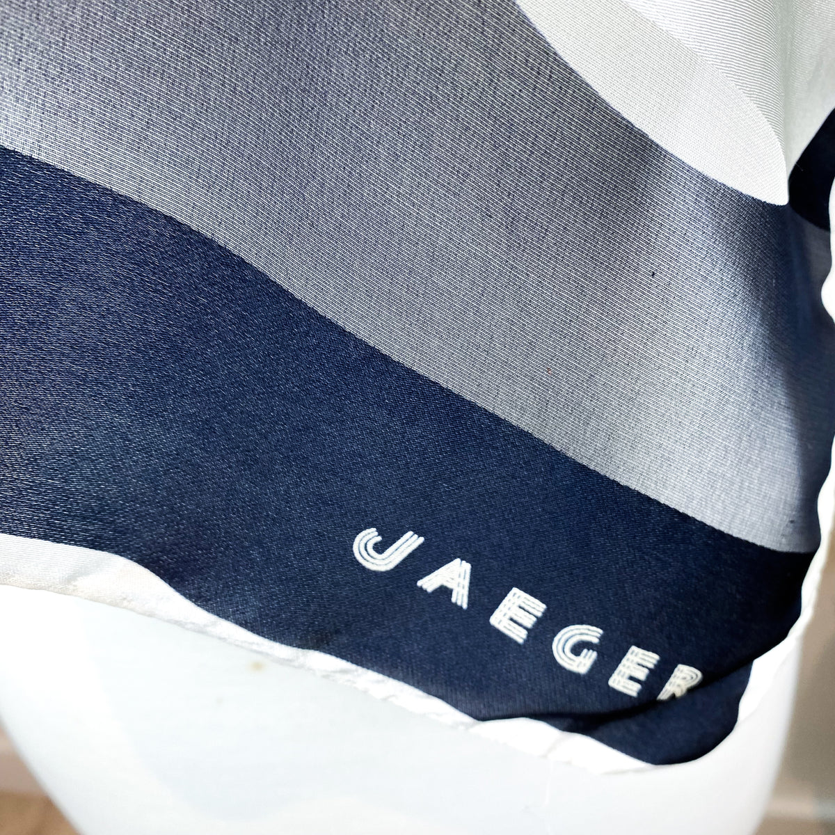 Jaeger Navy Spotty Silk Scarf