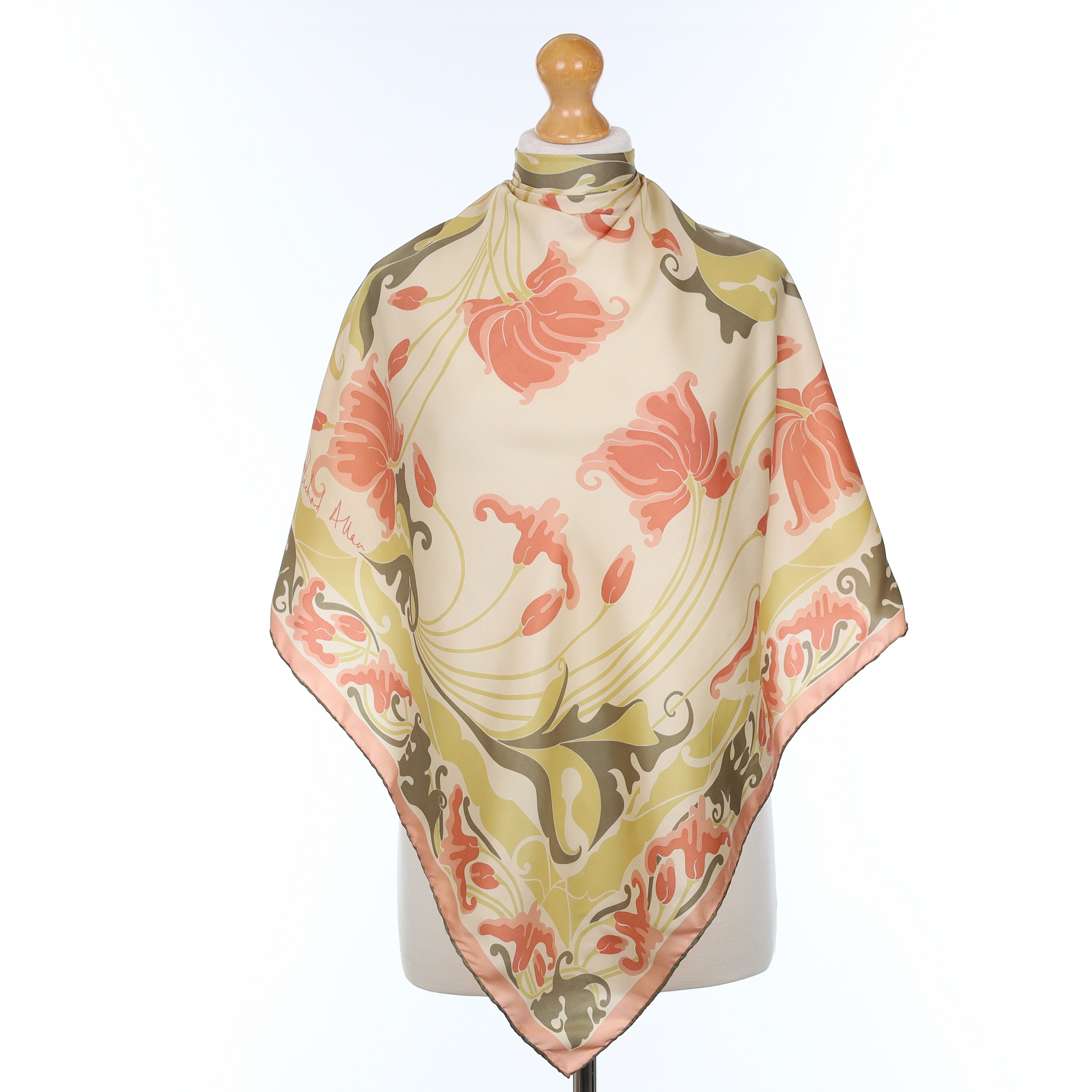 1970’s Richard Allan Abstract Floral Vintage Silk Scarf