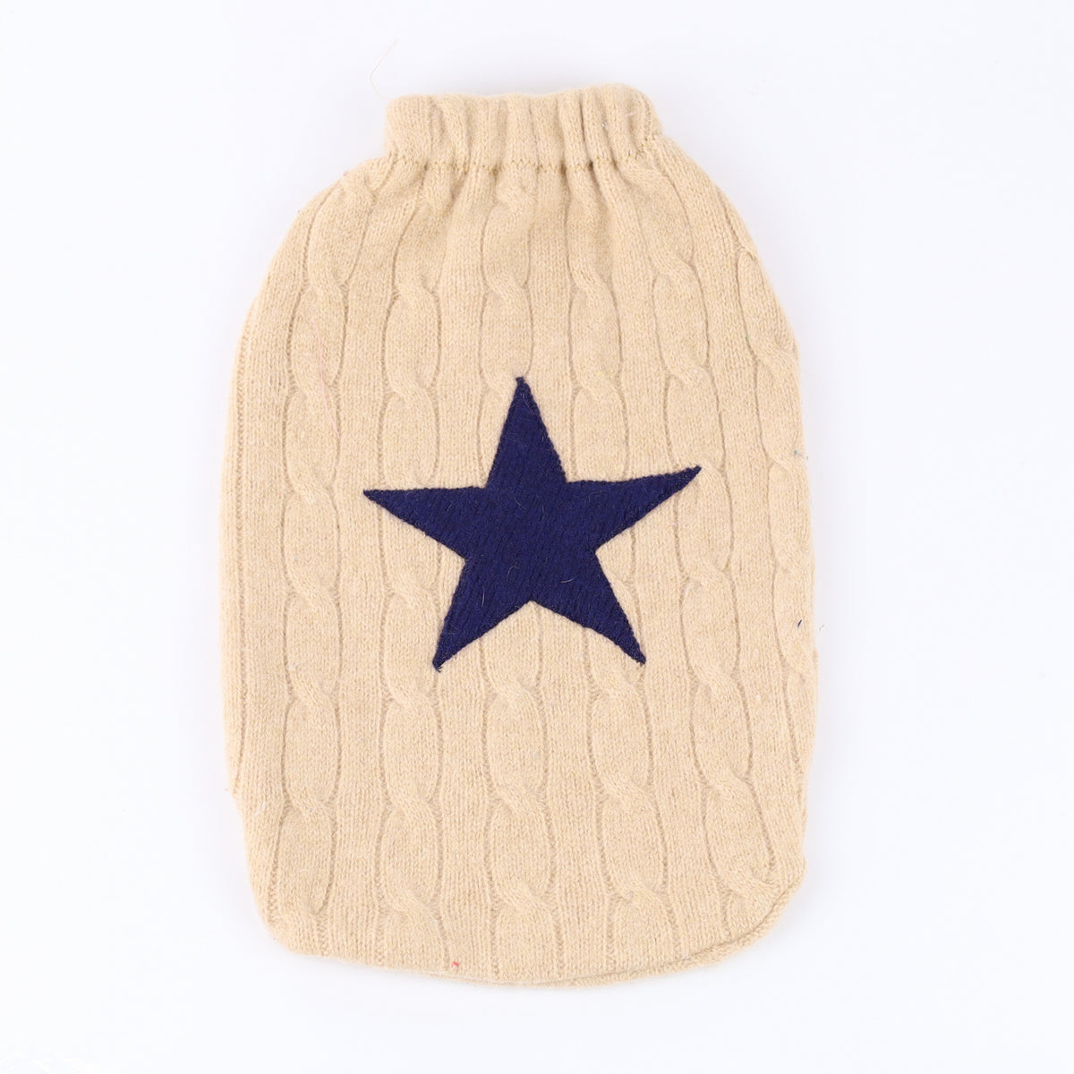 Caramel Cable and Navy Cashmere Large Hot Water Bottle