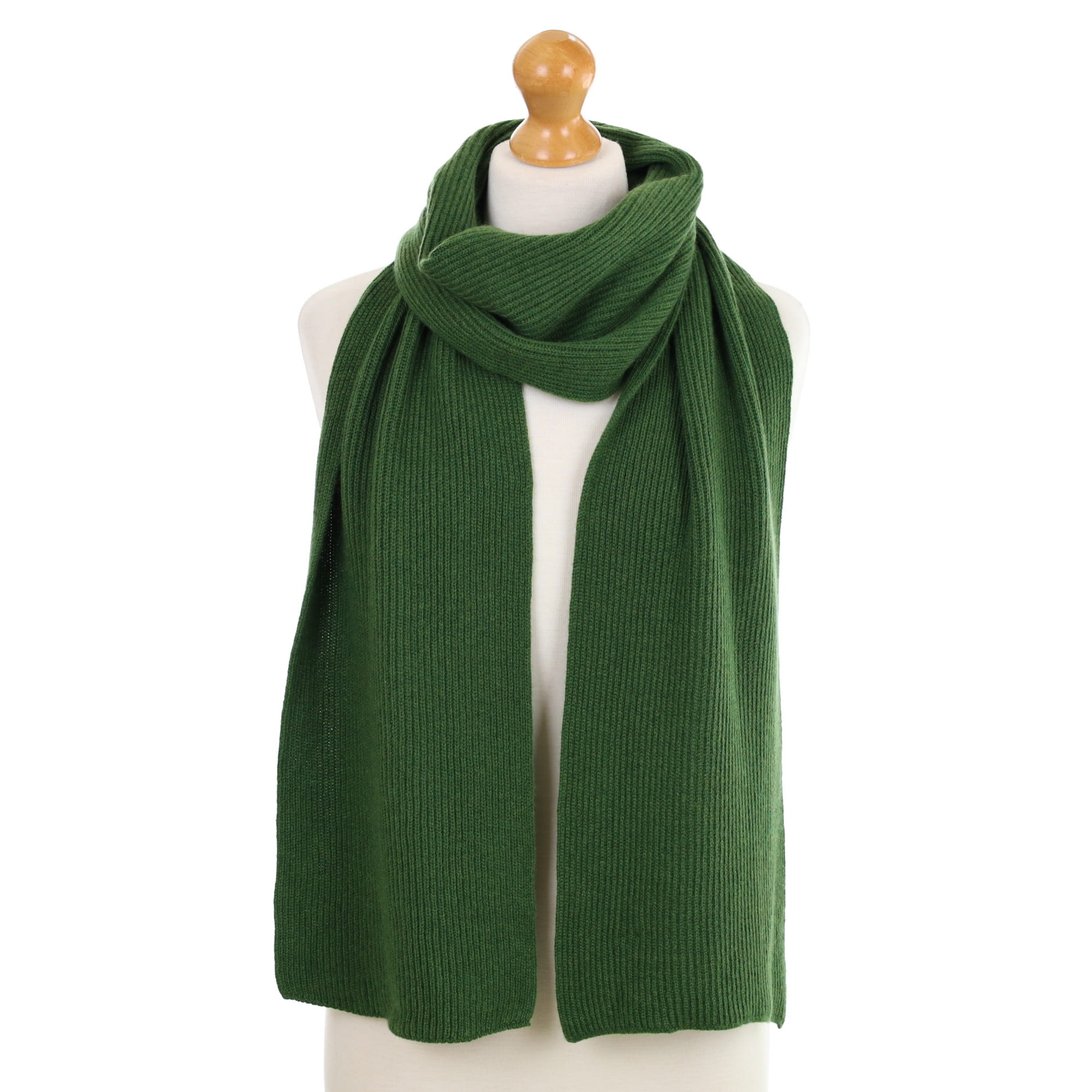 Brand New Scottish Fern Green Rib Cashmere Scarf