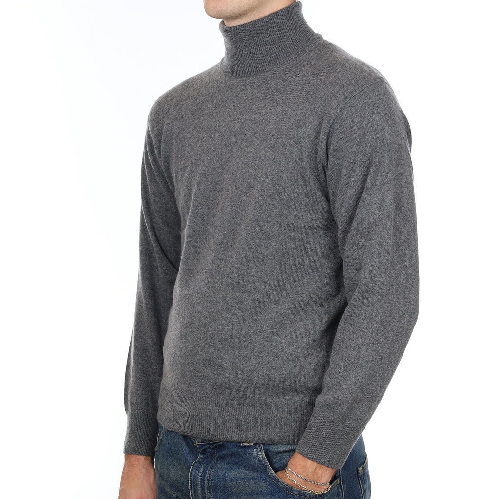Men’s Slate Grey Cashmere Polo Neck Jumper Medium