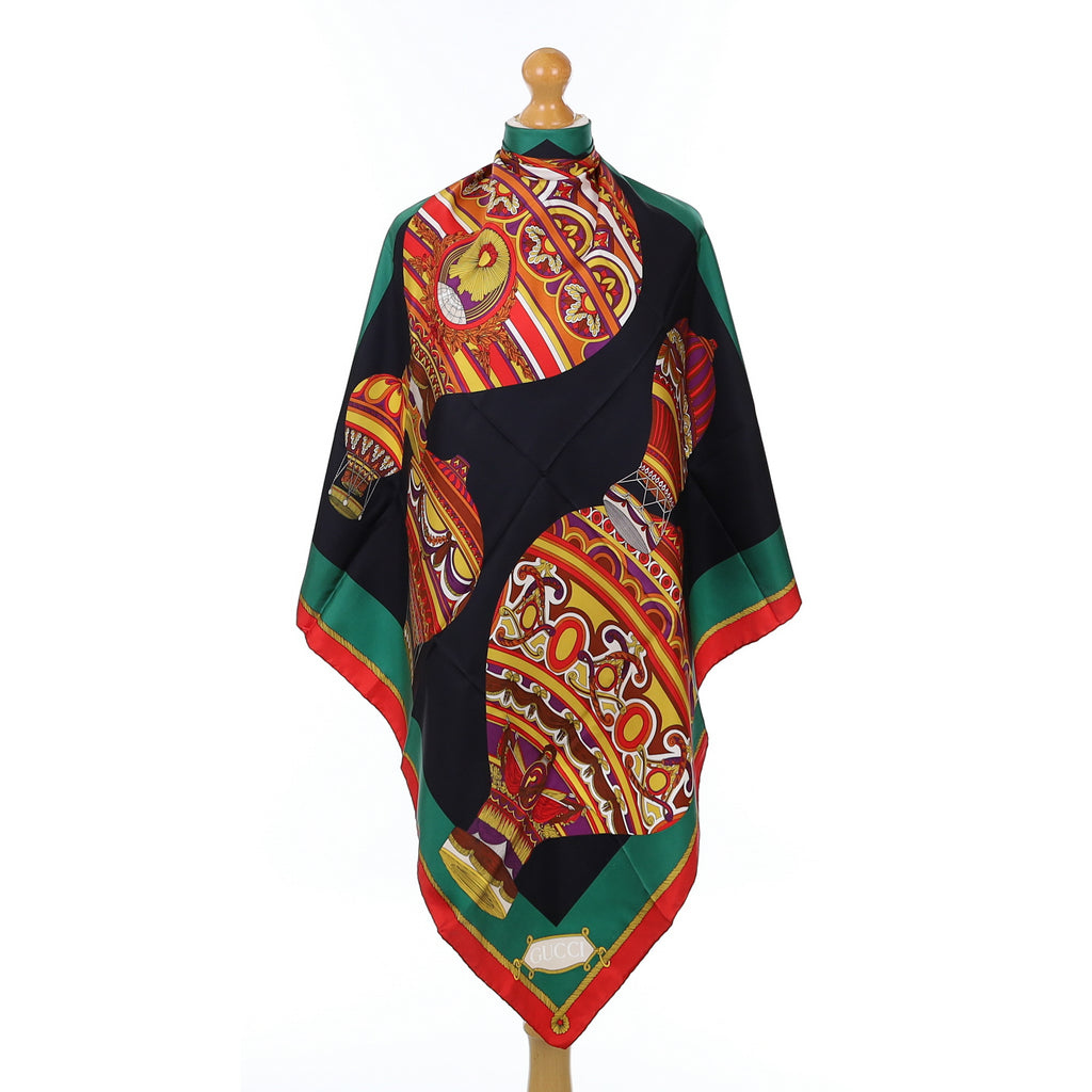 Brand New Gucci Hot Air Balloon Vintage Silk Scarf