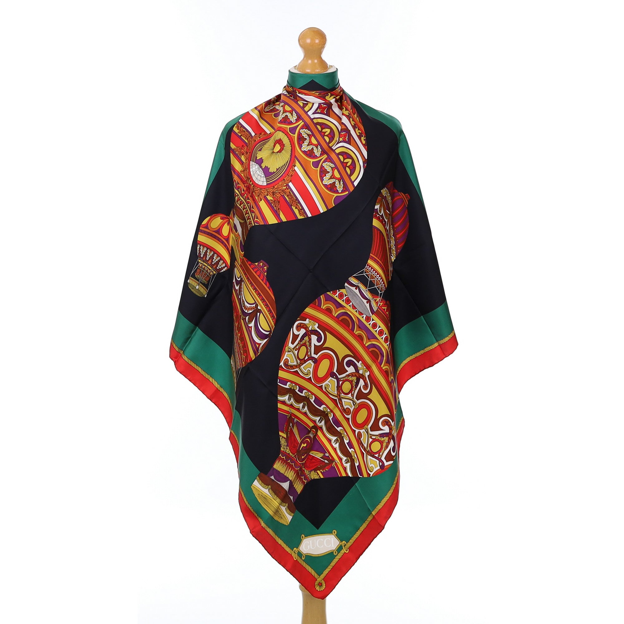 Brand New Gucci Hot Air Balloon Vintage Silk Scarf