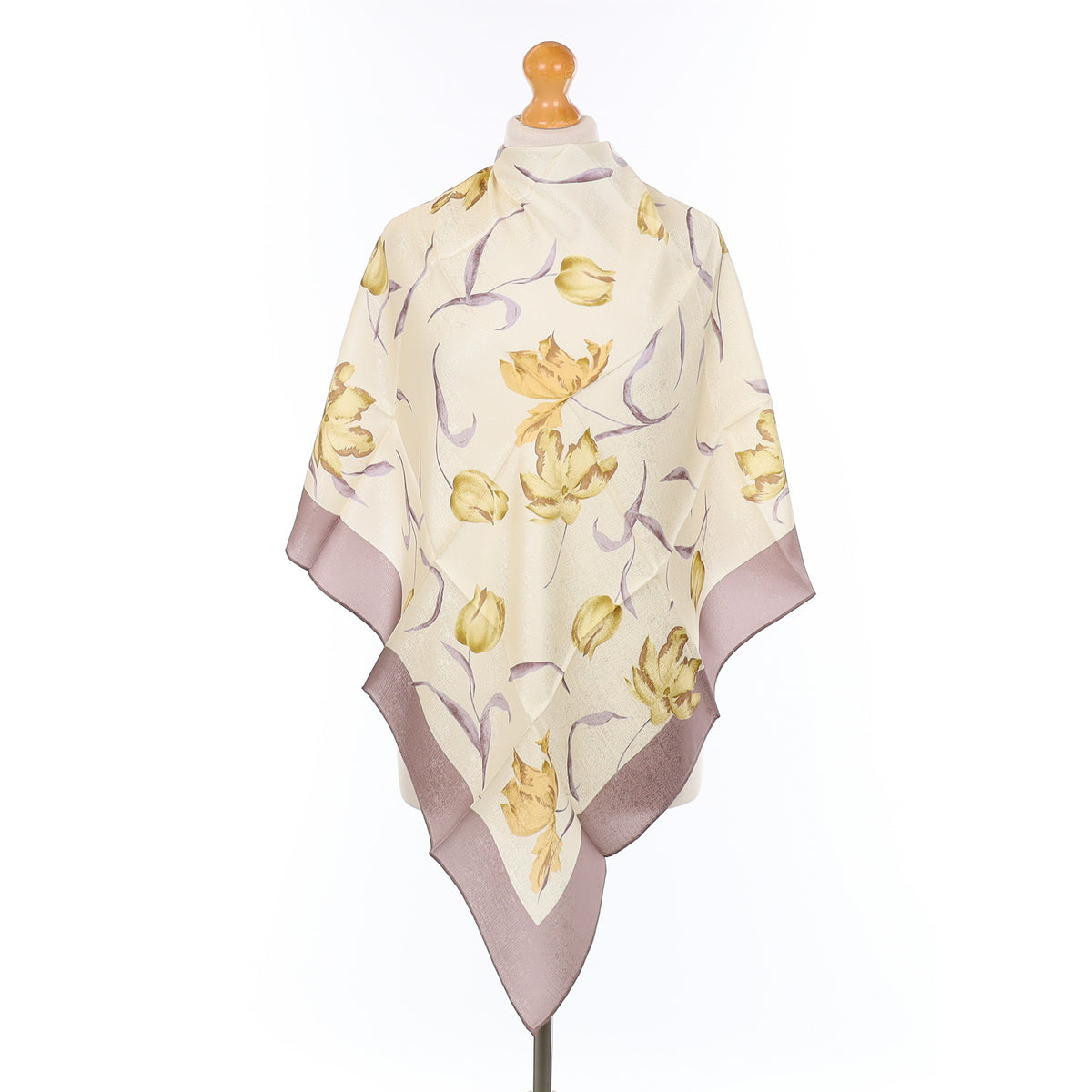 Brand New Boxed Jim Thompson Cream Floral Silk Scarf