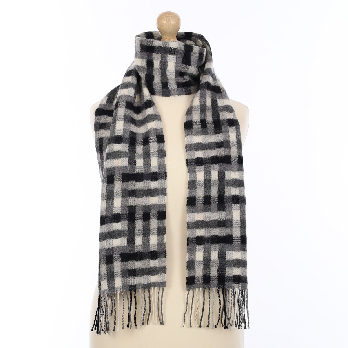 Grey Basketweave Cashmere Woven Scarf