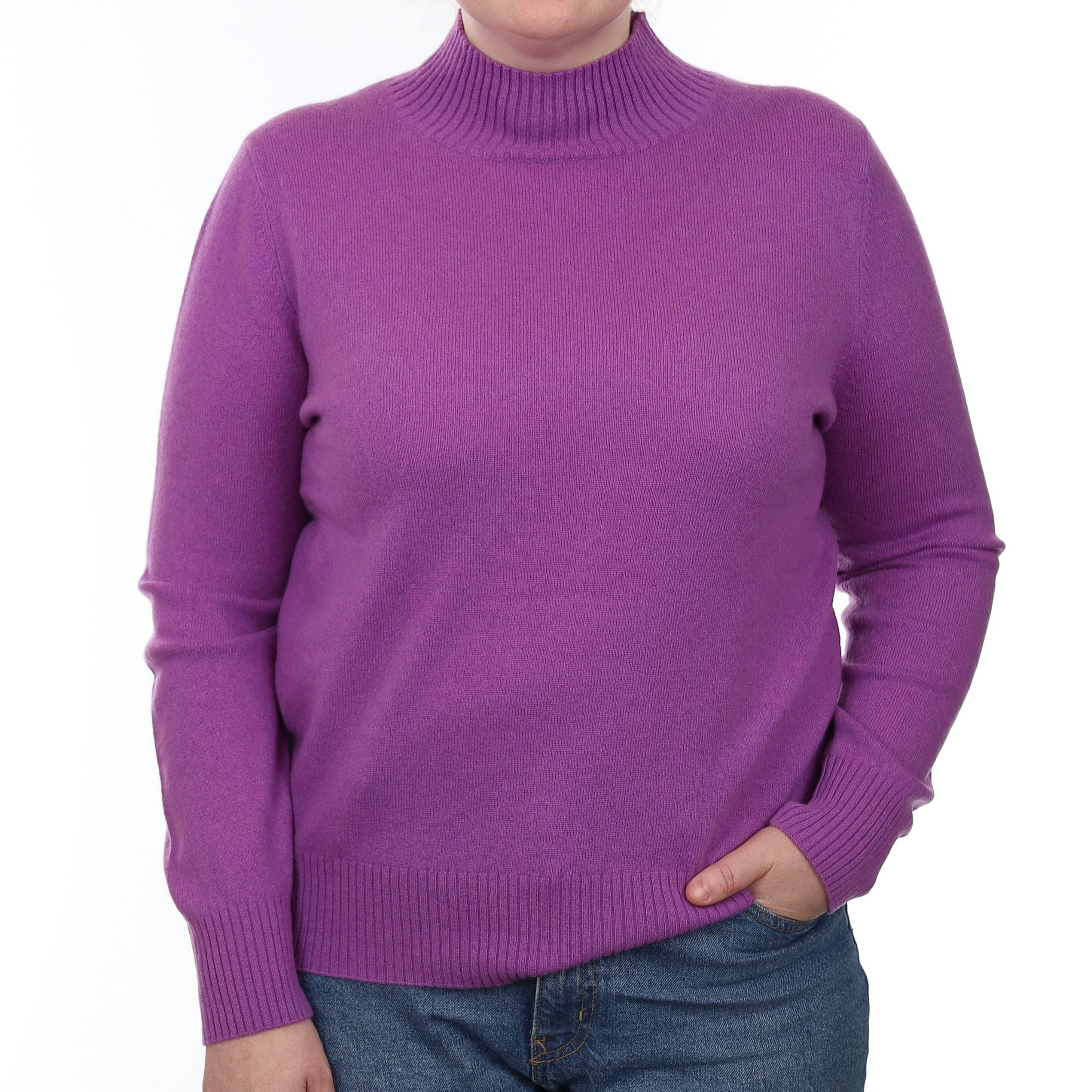 Violet Purple Cashmere Turtle Neck Jumper Large