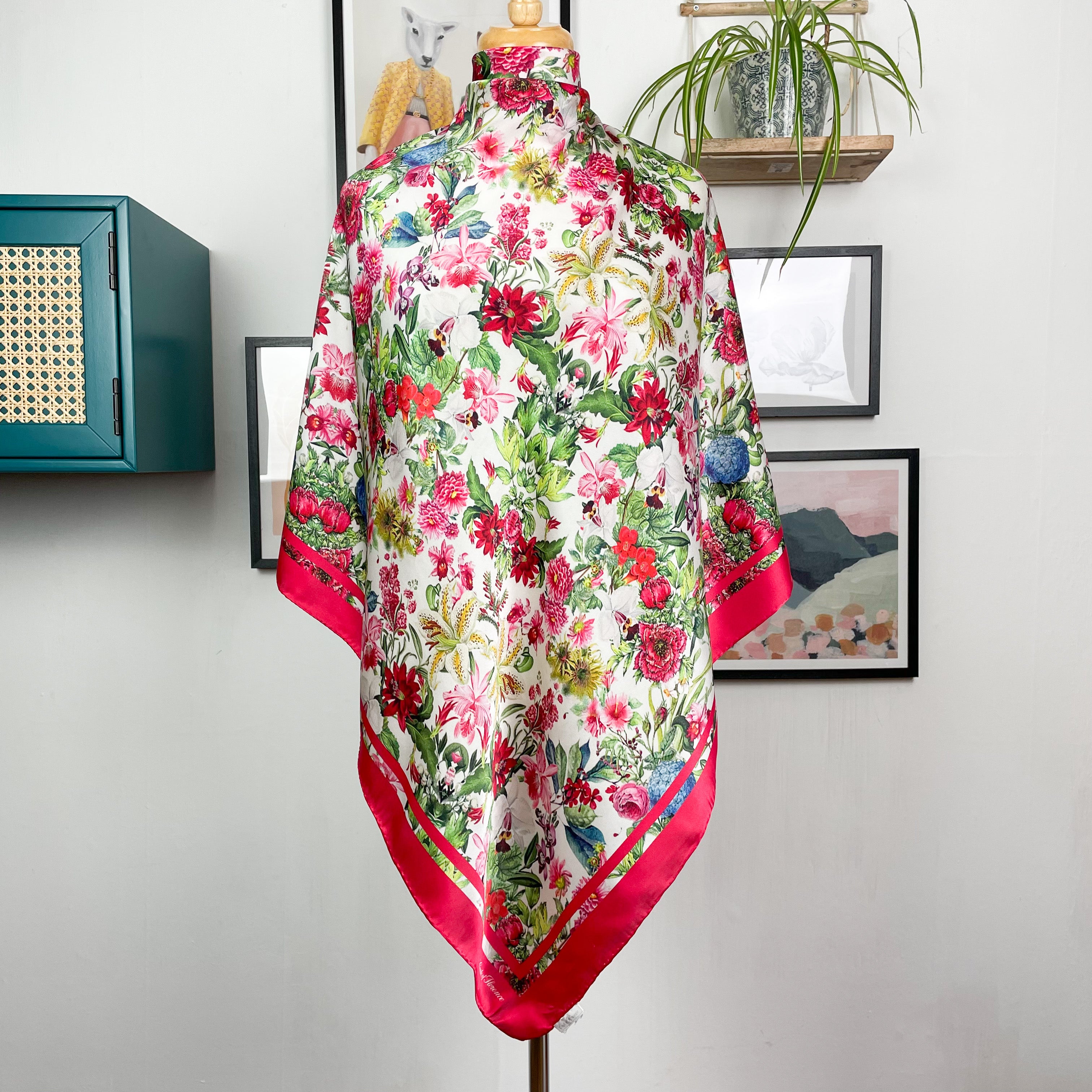 Italian Floral Vintage Silk Scarf