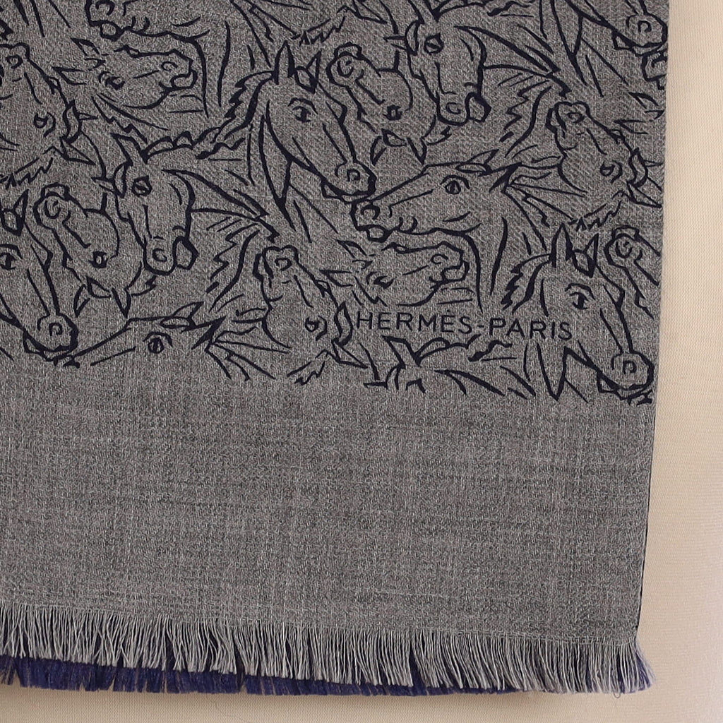 Pristine Boxed Hermès Whispering Horses Cashmere Blend Scarf