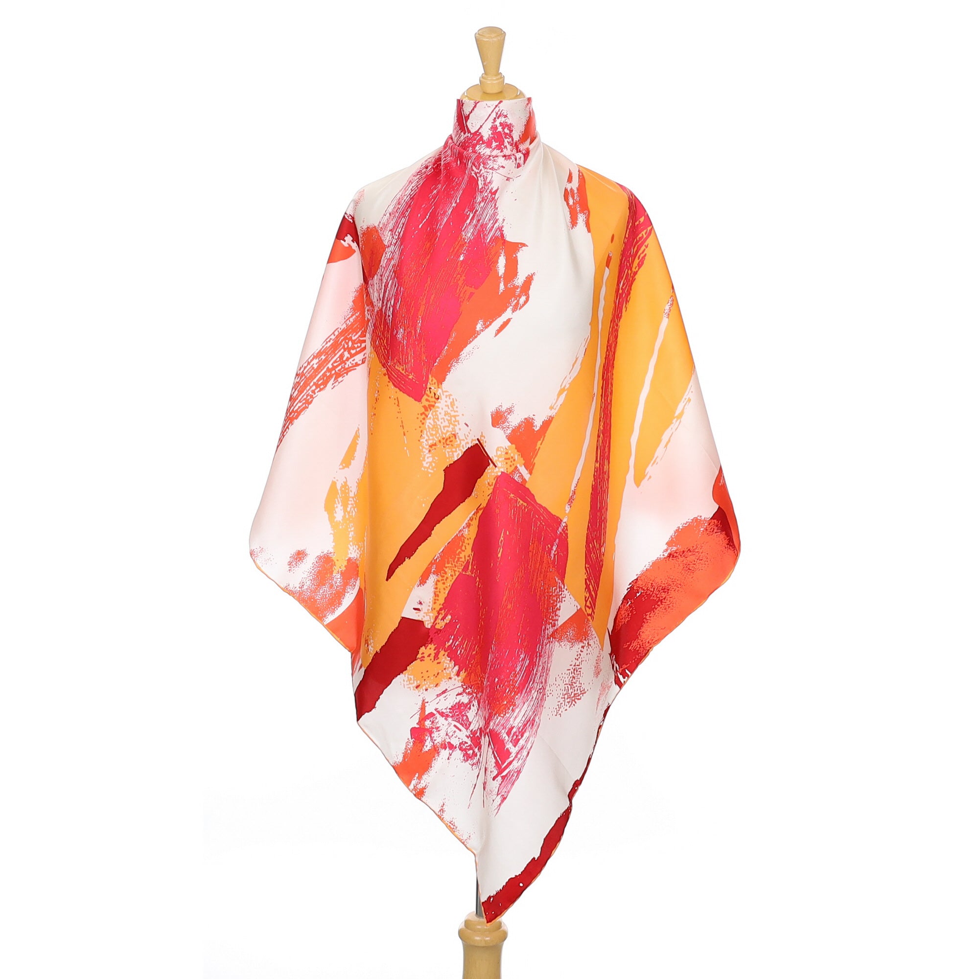 Brand New Orange Abstract Silk Scarf