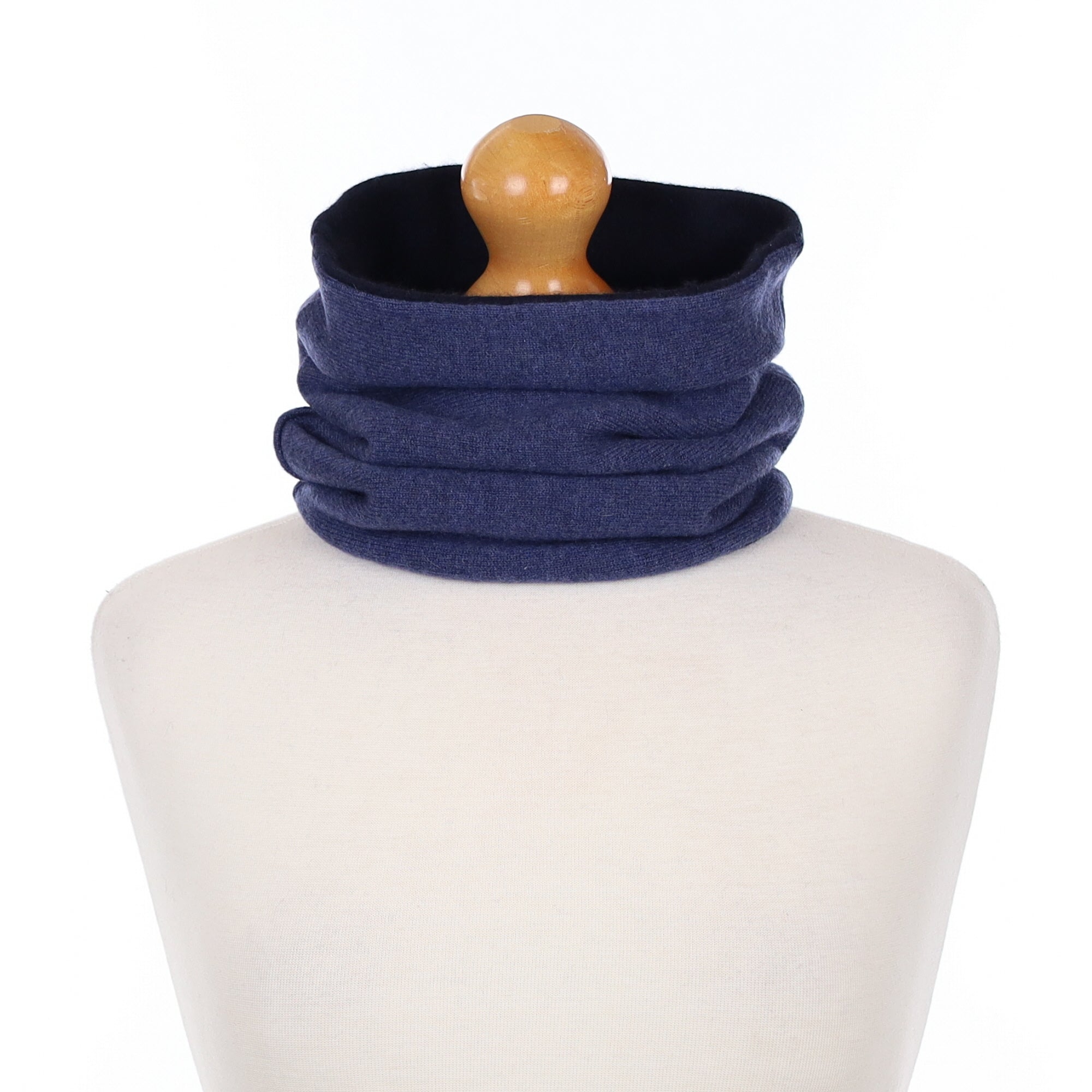 Navy and Dark Denim Blue Luxury Double Layered Snood