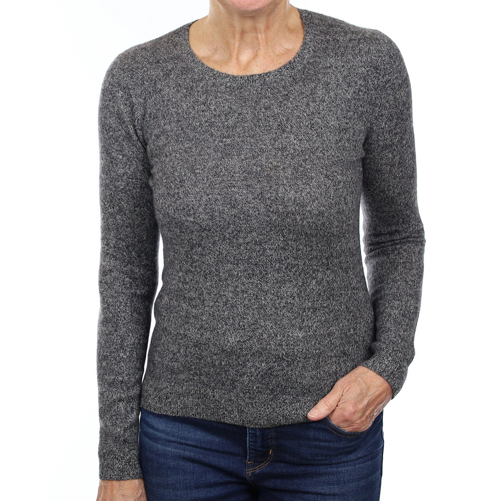 Slate Grey Marl Cashmere Crew Neck Jumper Medium