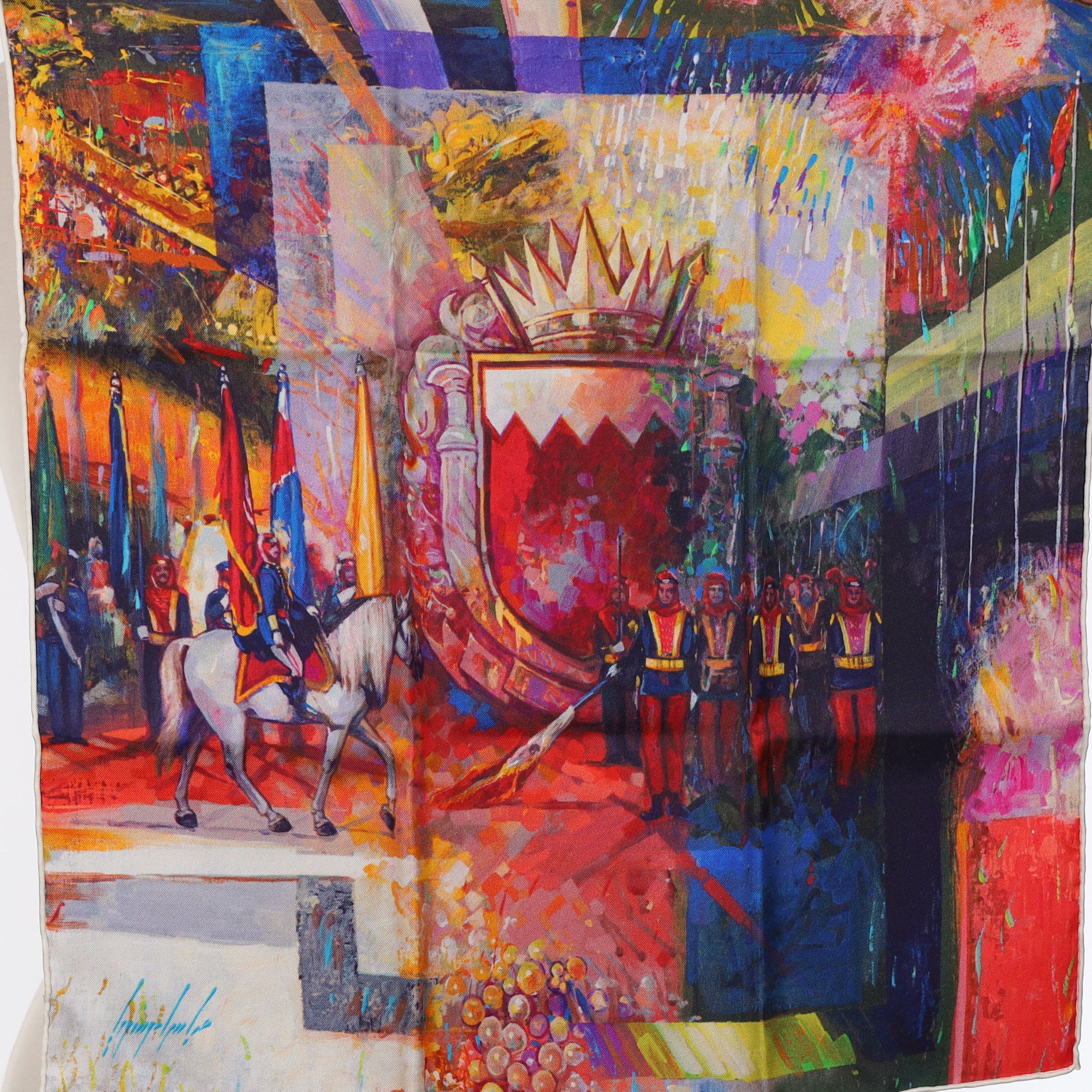 Boxed Firework Parade Scene Silk Scarf