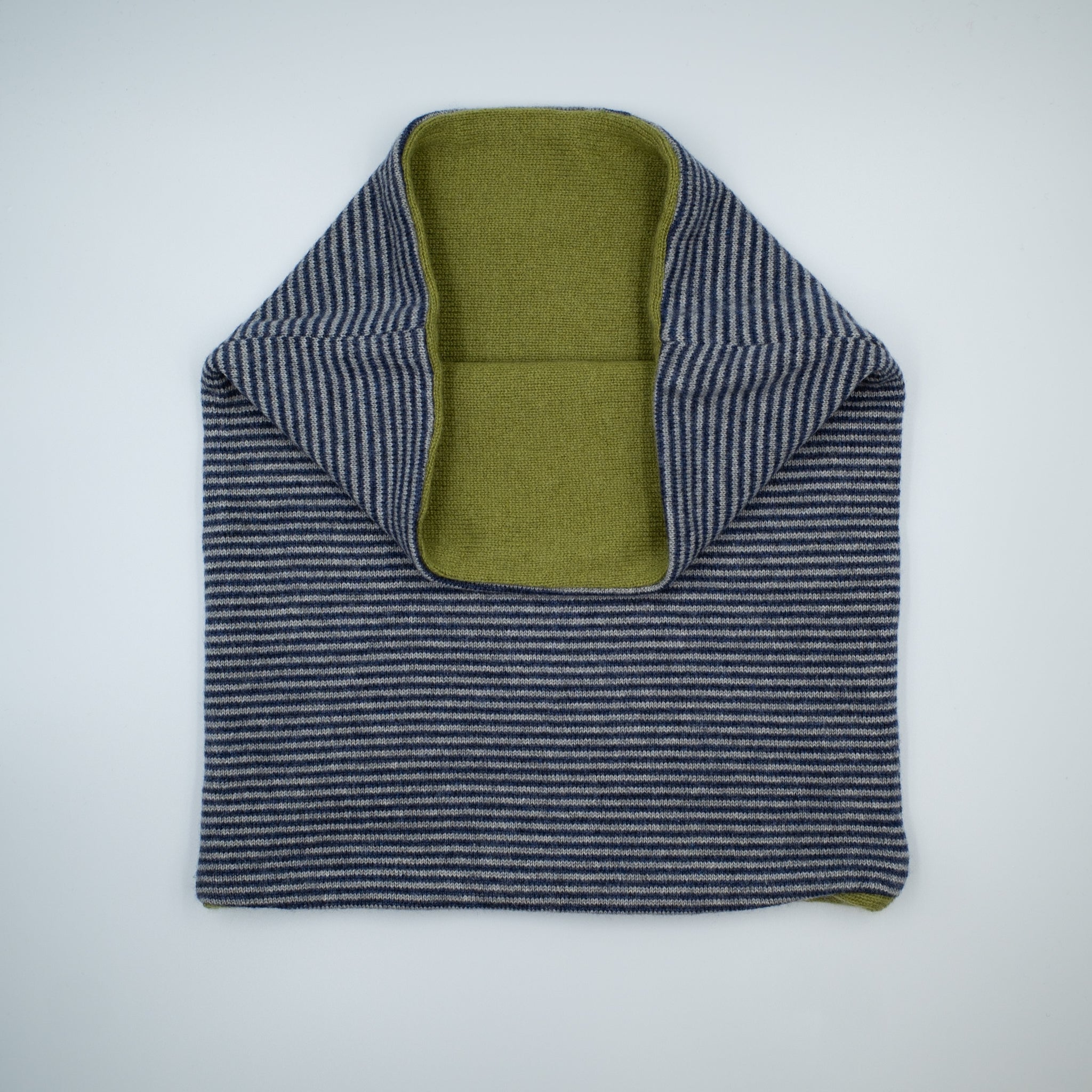 Men’s Royal Blue Stripe and Pear Green Luxury Double Layered Snood