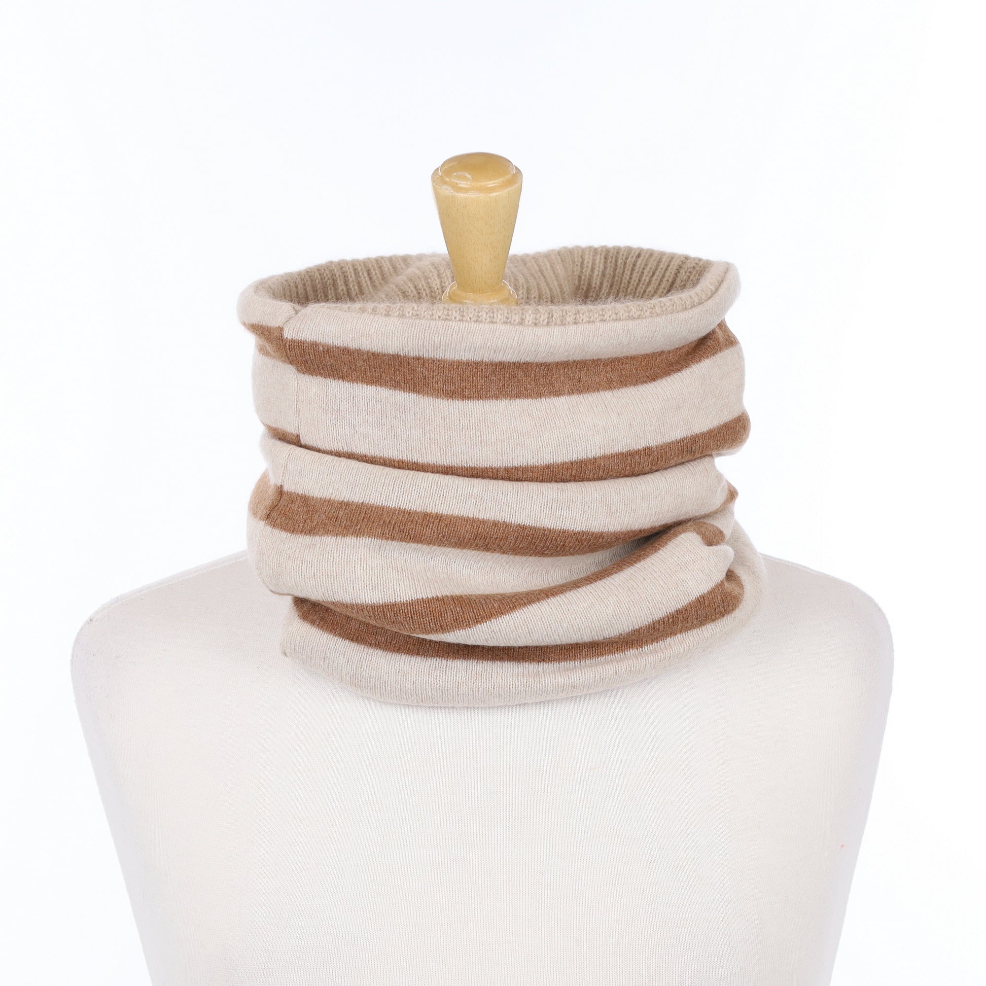 Oatmeal Toffee Stripe Luxury Double Layered Snood