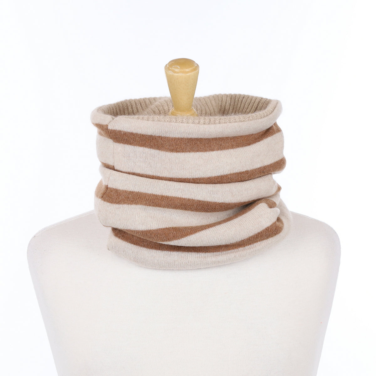 Oatmeal Toffee Stripe Luxury Double Layered Snood