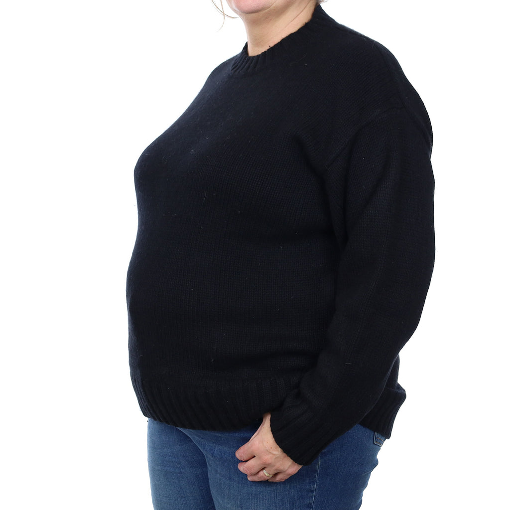 Cos Black Chunky Knit Cashmere Crew Neck Jumper Extra Large