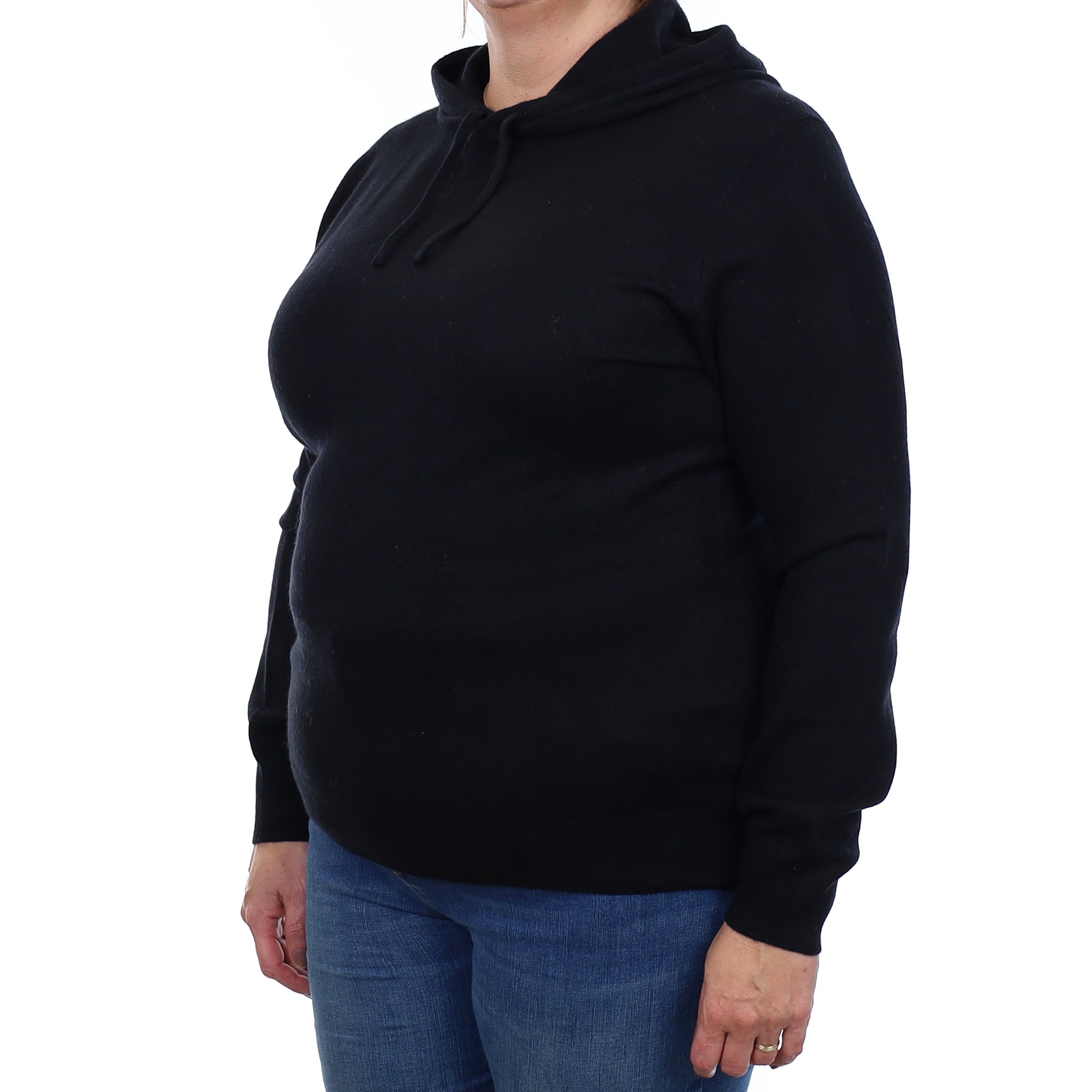 Black Cashmere Hoodie Jumper Extra Large