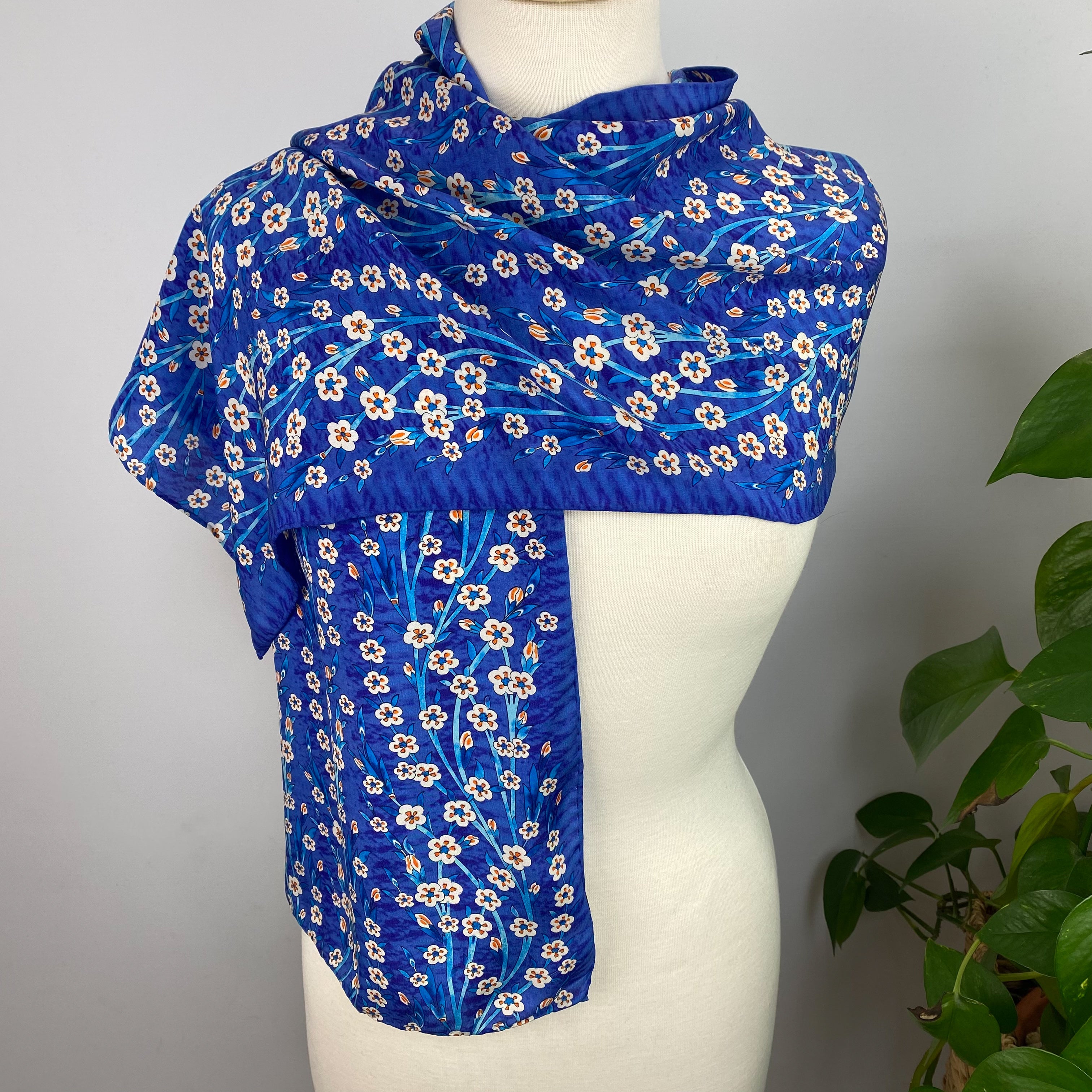 Fox and Chave Ditsy Floral Long Silk Scarf