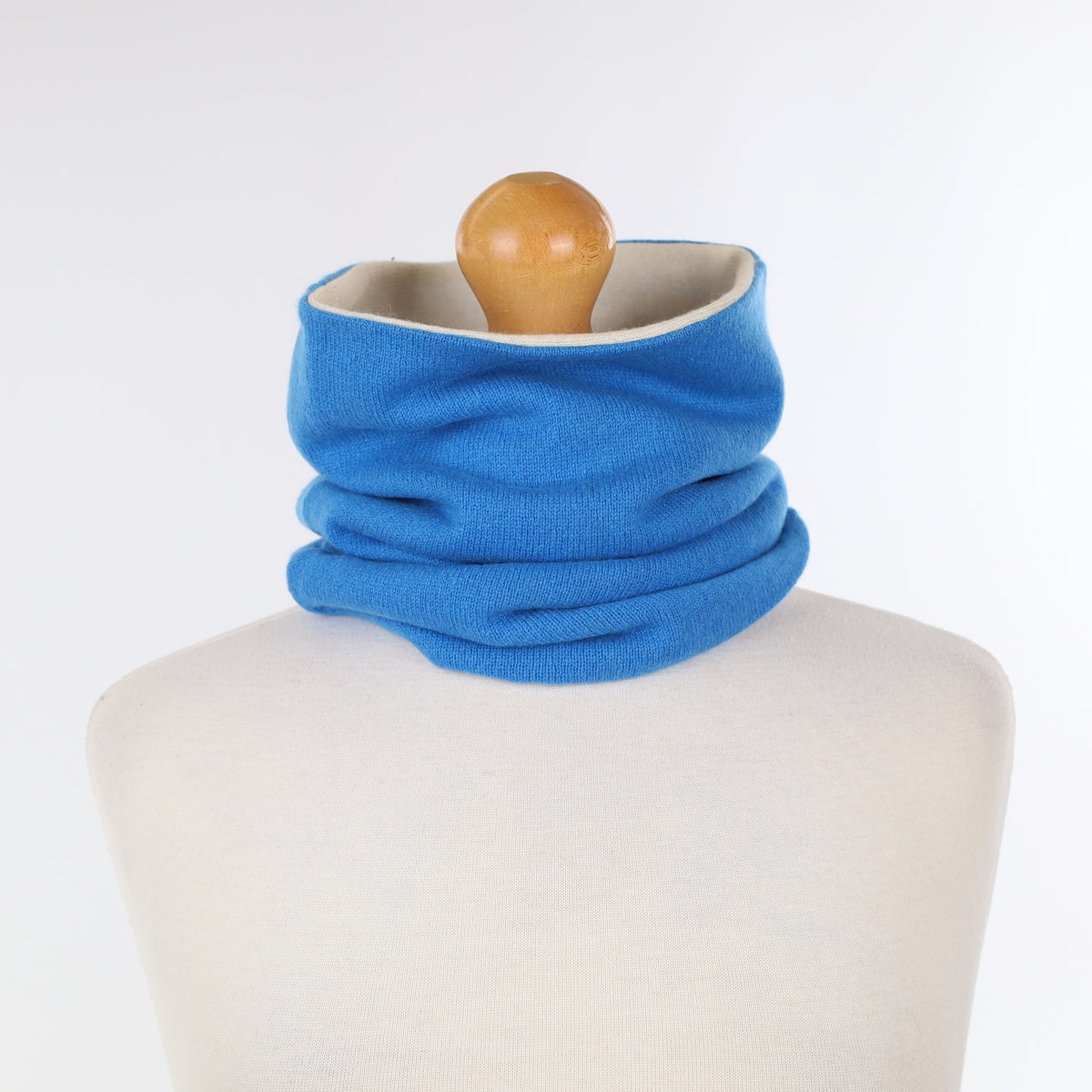 Mediterranean Blue and Winter White Luxury Double Layered Snood