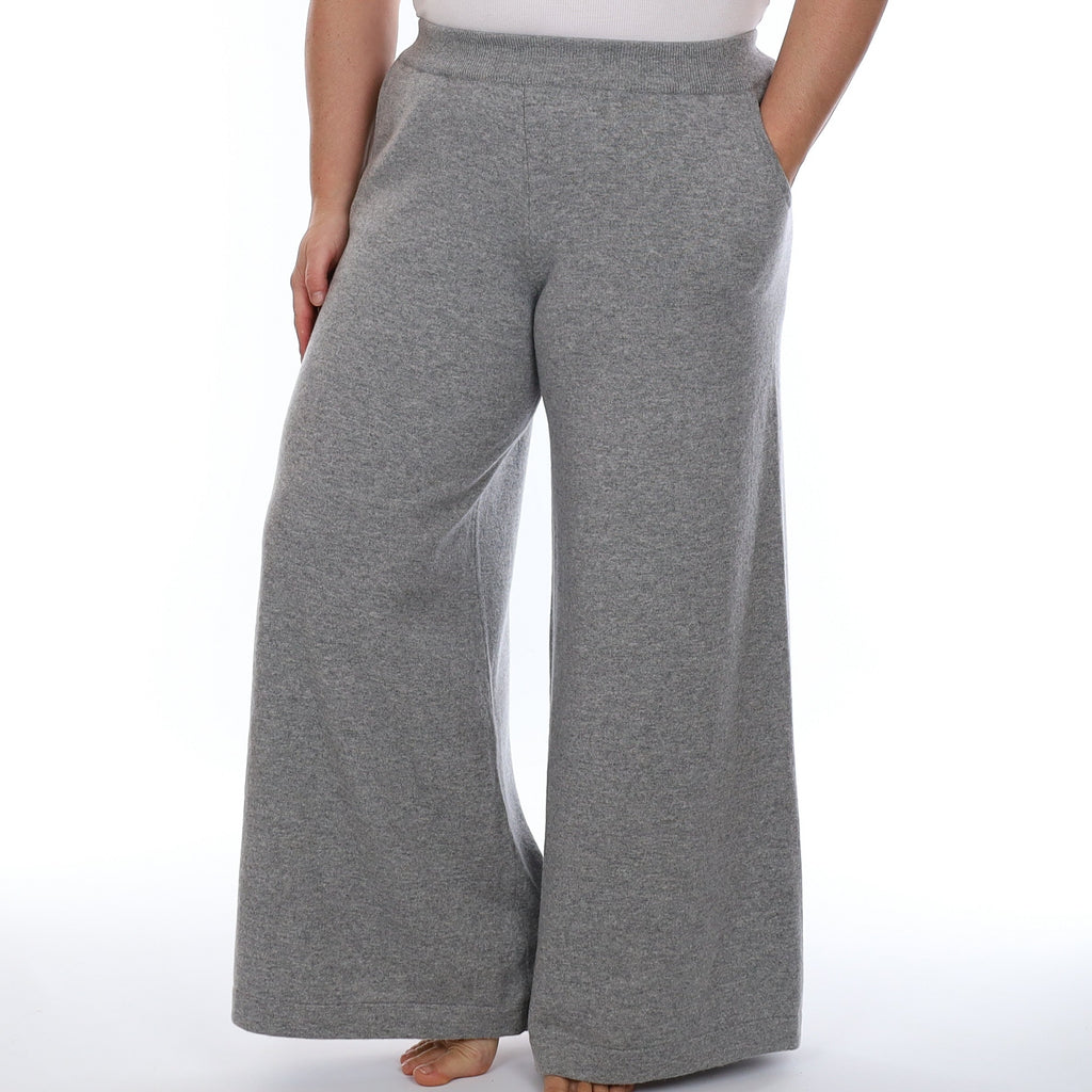 Brand New Scottish Ash Grey Cashmere Extra Wide Leg Lounge Pants Large
