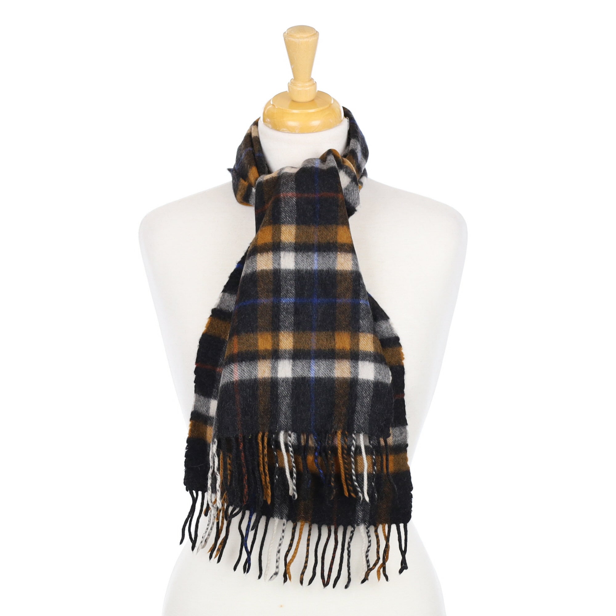 Charcoal and Butterscotch Checked Woven Scarf