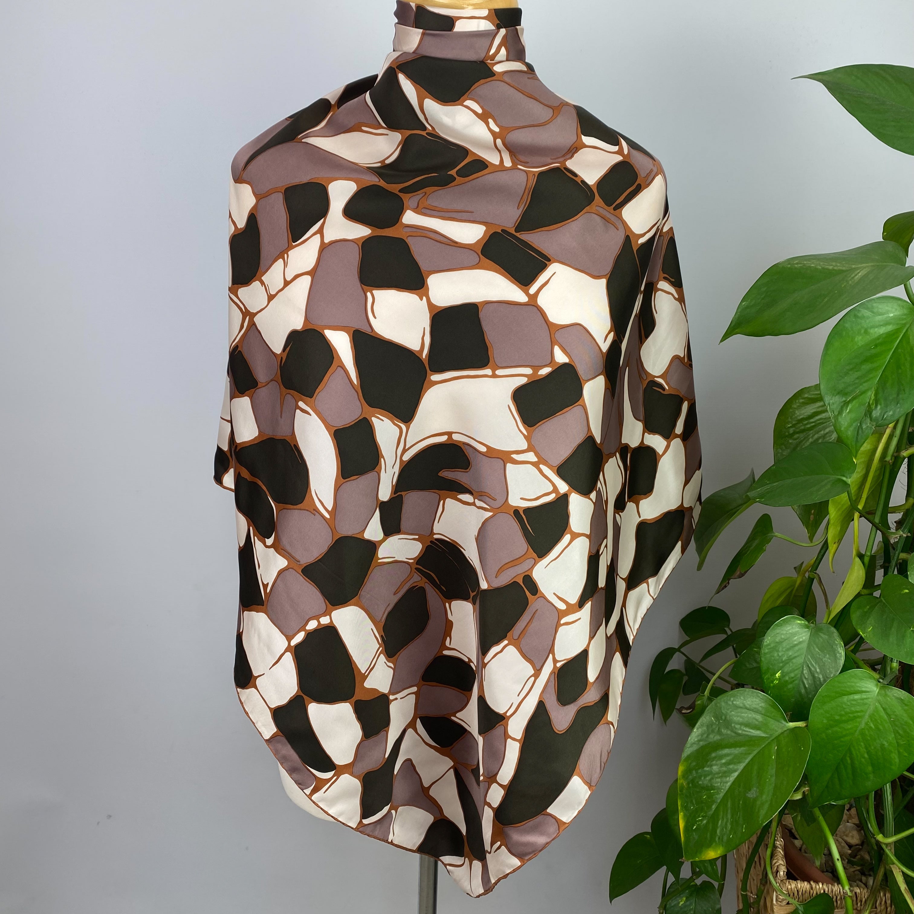 1970s Richard Allan Abstract Vintage Silk Scarf